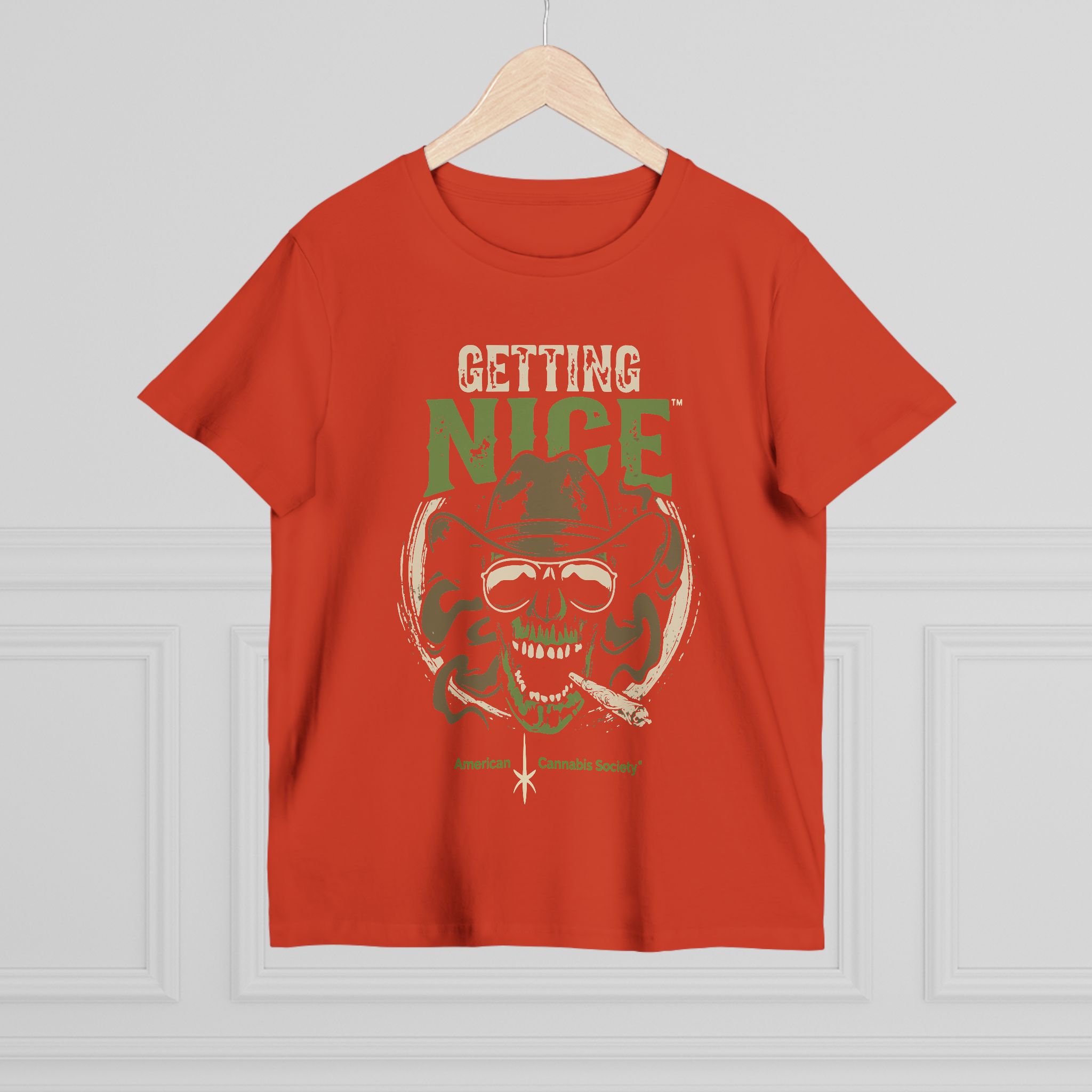 Getting Nice Cannabis Skull Tee — Women’s Maple T-Shirt - Image 8