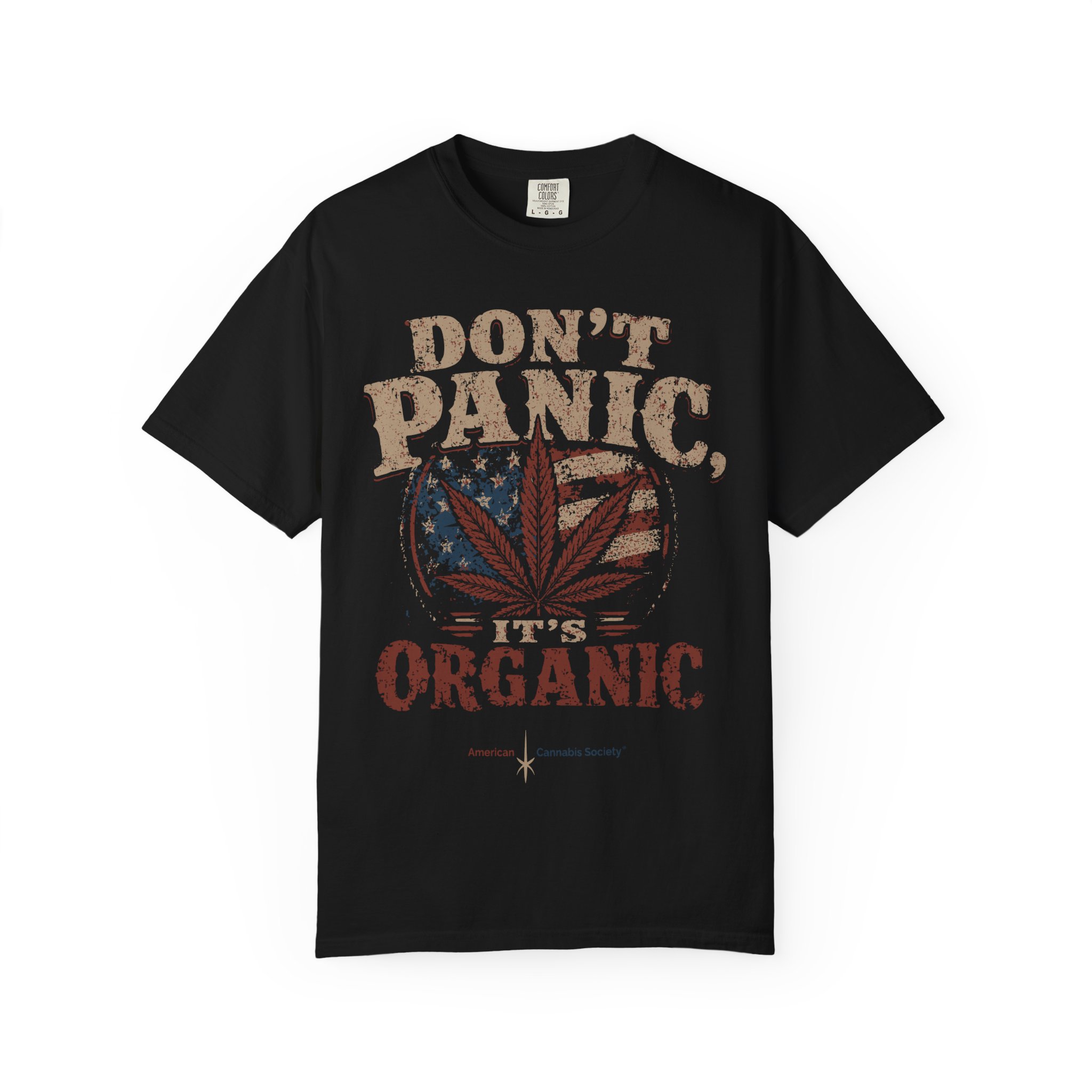 American Cannabis Society® “Don’t Panic It’s Organic” T-Shirt — Vintage Cannabis Leaf Graphic Tee - Image 48