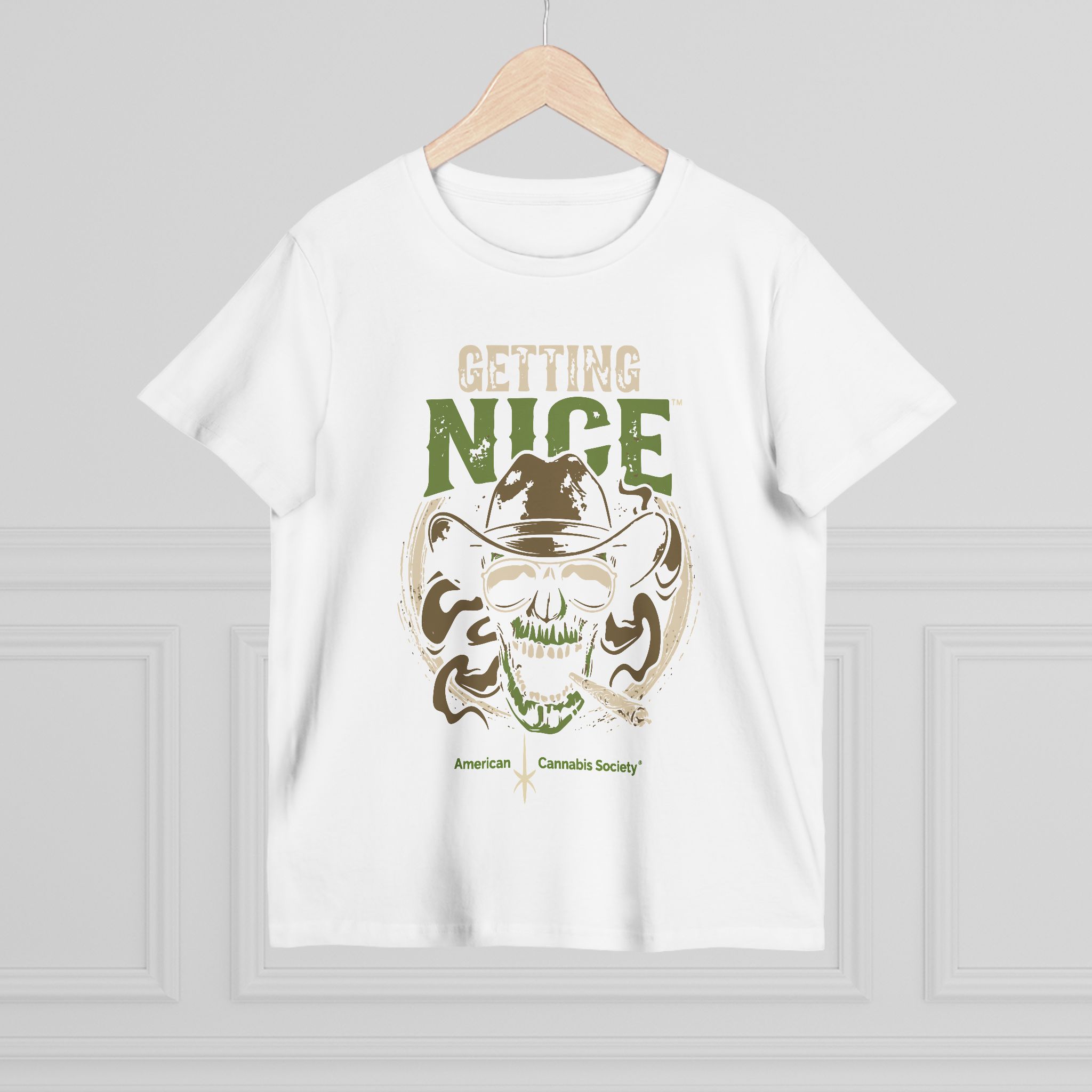 Getting Nice Cannabis Skull Tee — Women’s Maple T-Shirt - Image 4