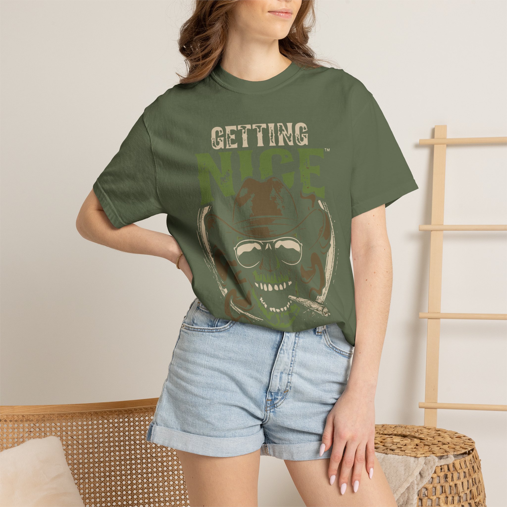 Getting Nice Skull Cowboy T-Shirt — Retro Western Graphic Tee - Image 40