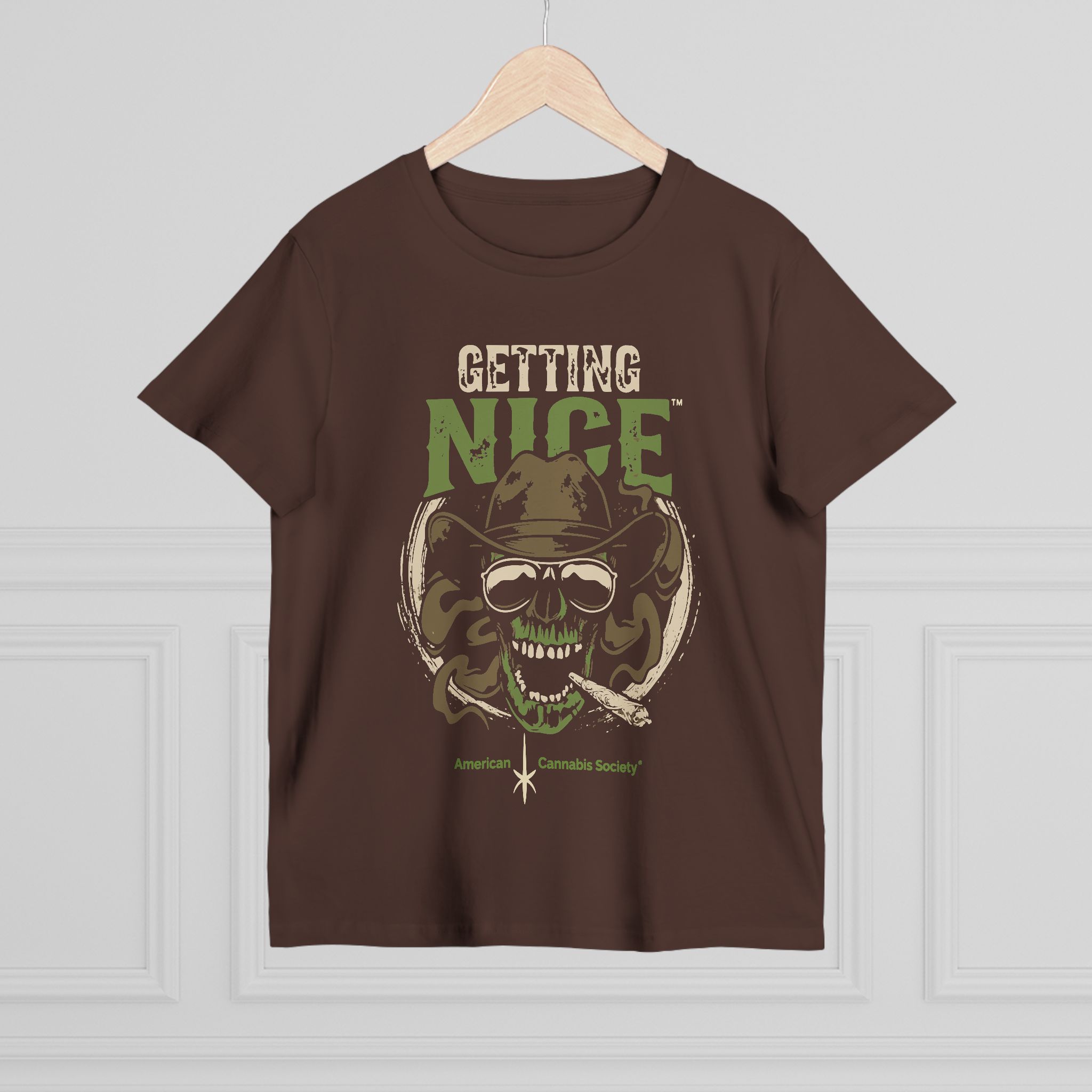 Getting Nice Cannabis Skull Tee — Women’s Maple T-Shirt - Image 20