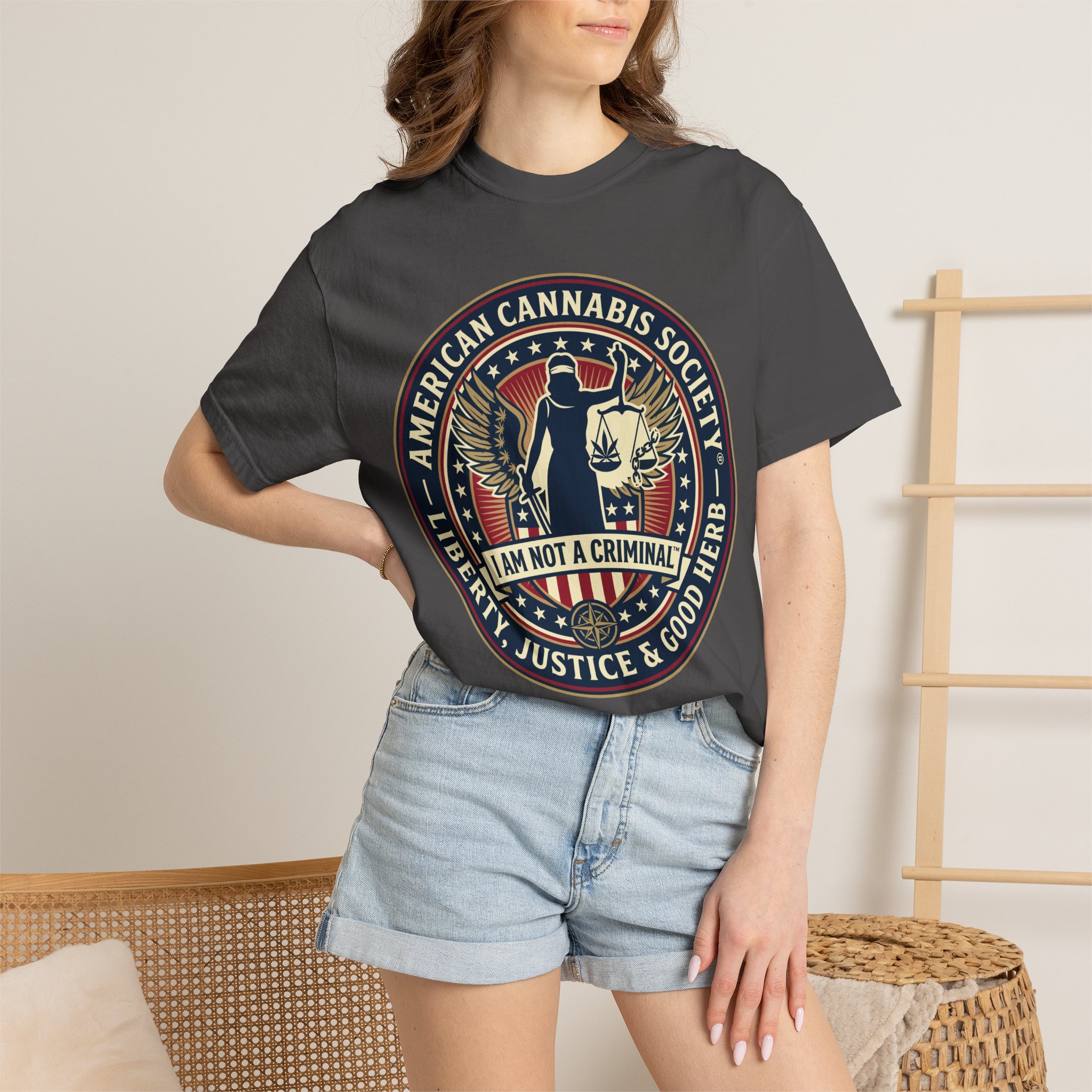 American Cannabis Society® “I Am Not a Criminal™” Liberty T-Shirt — Cannabis Crest Graphic Tee - Image 48