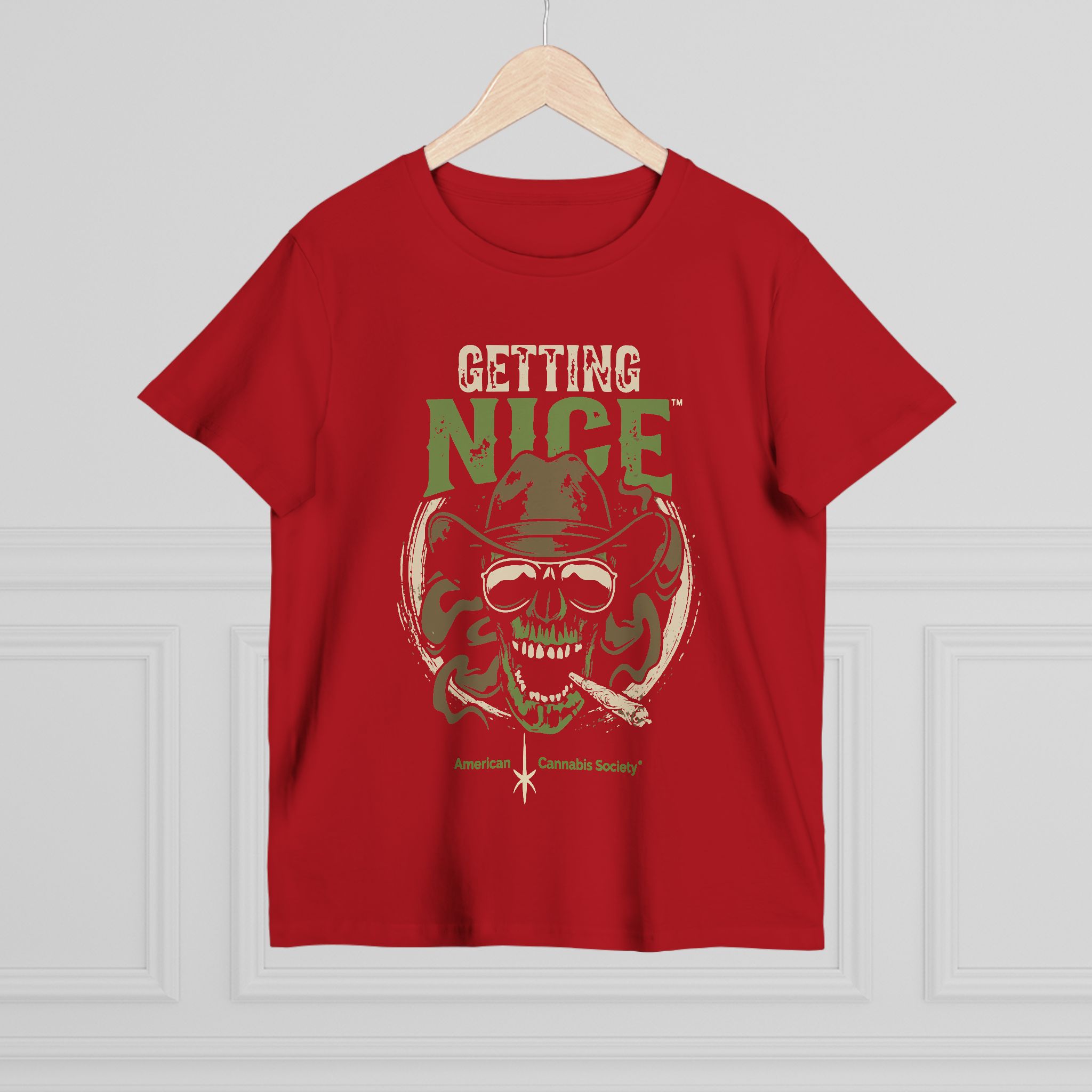 Getting Nice Cannabis Skull Tee — Women’s Maple T-Shirt - Image 12