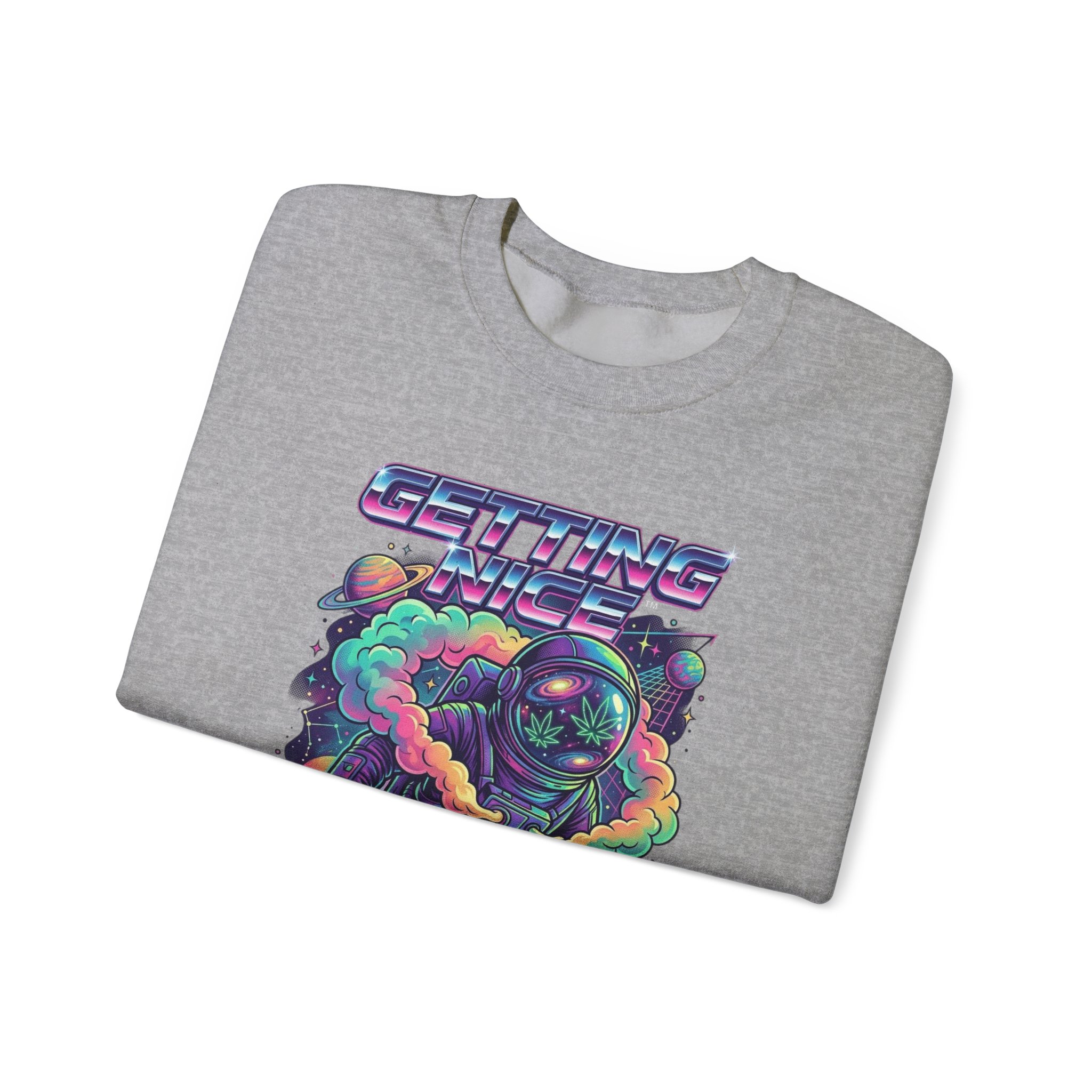 Astronaut Graphic Sweatshirt — “Getting Spacey” Retro Neon Crewneck - Image 3