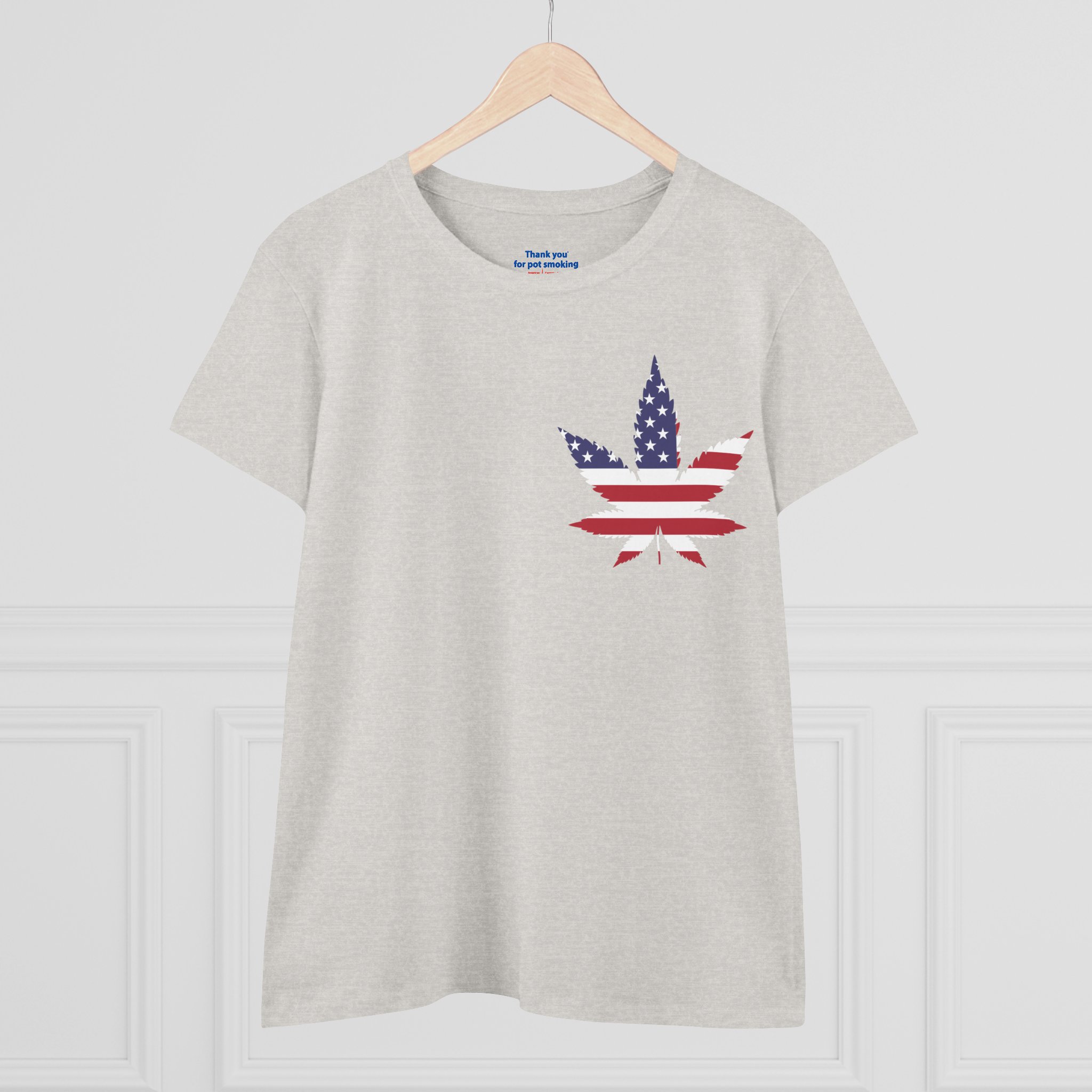 American Flag Leaf Tee — Women's Patriotic Cannabis Graphic T-Shirt - Image 7