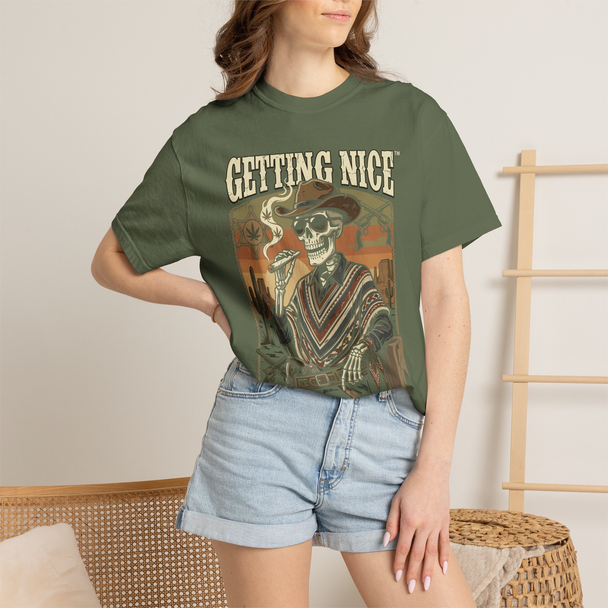 Getting Nice™ Skull T-Shirt — Retro Western Skeleton Graphic Tee - Image 28