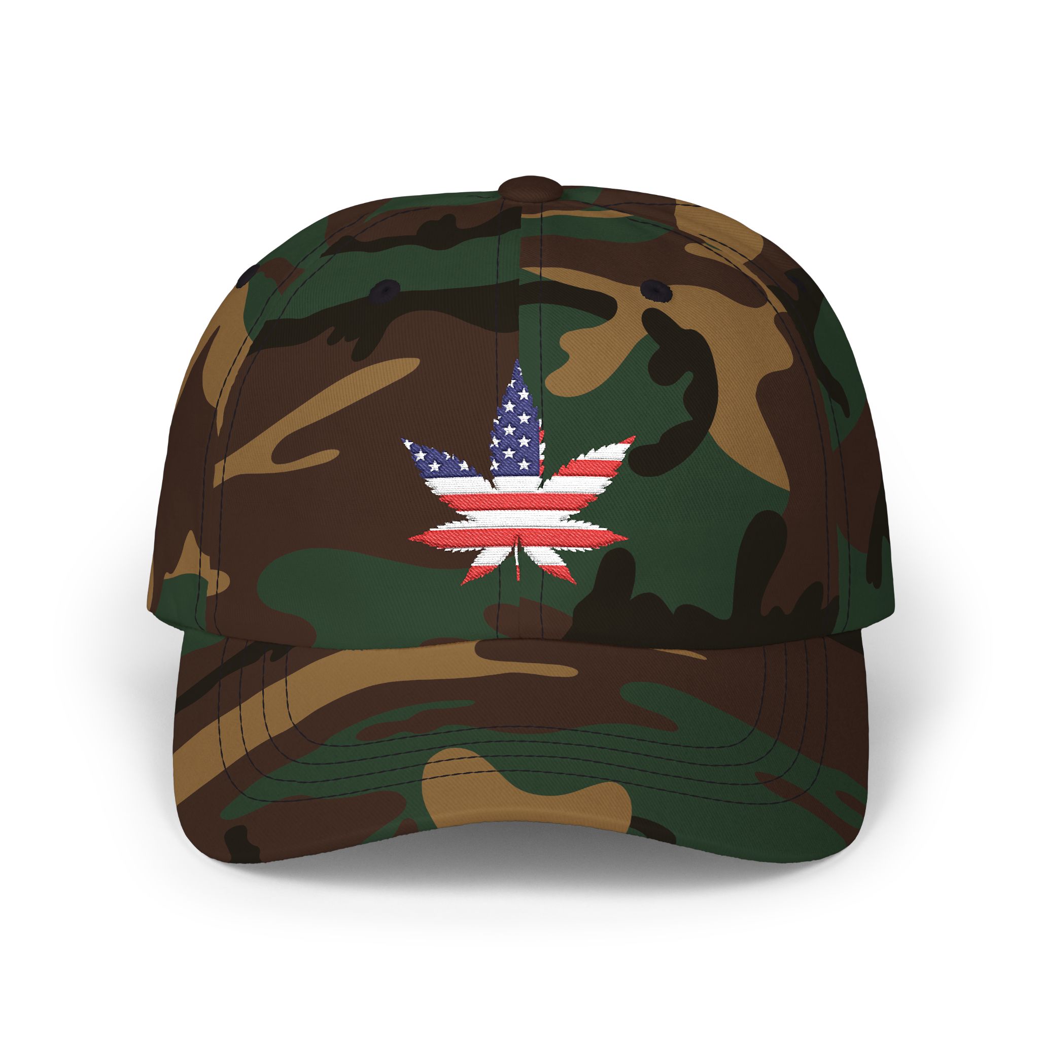 American Flag Cannabis Leaf Dad Cap — Embroidered Patriotic Hat | Yupoong by GreenRX™ | American Cannabis Society® Approved - Image 13