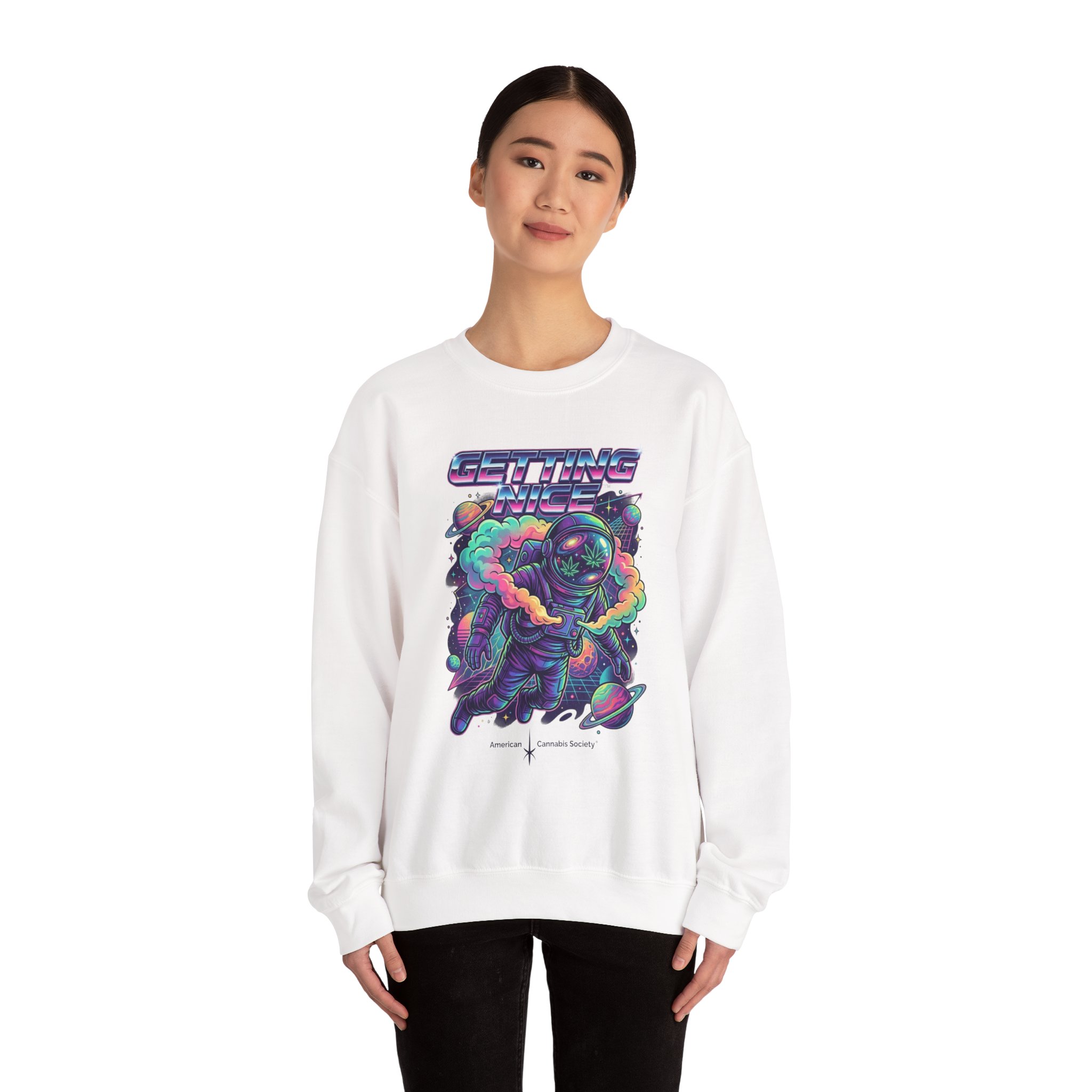 Astronaut Graphic Sweatshirt — “Getting Spacey” Retro Neon Crewneck - Image 8
