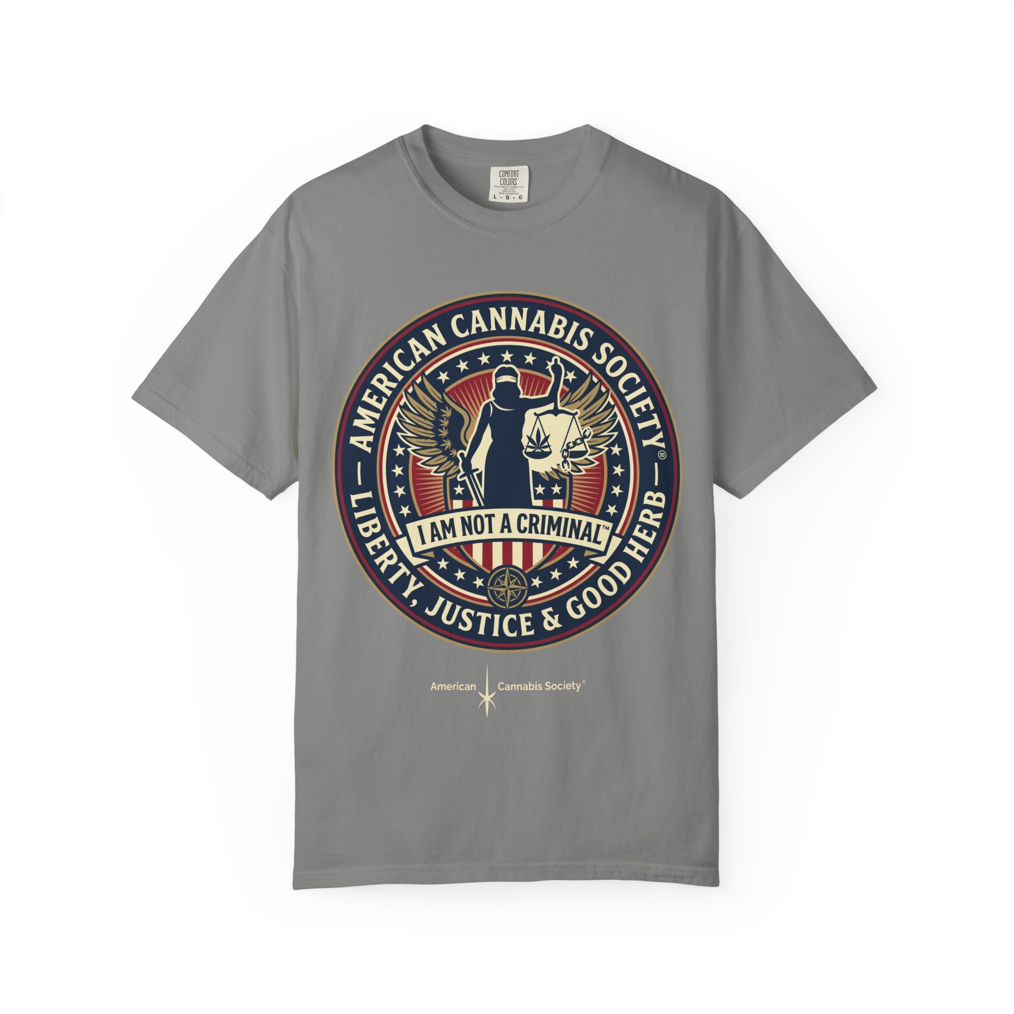American Cannabis Society® “I Am Not a Criminal™” Liberty T-Shirt — Cannabis Crest Graphic Tee - Image 41