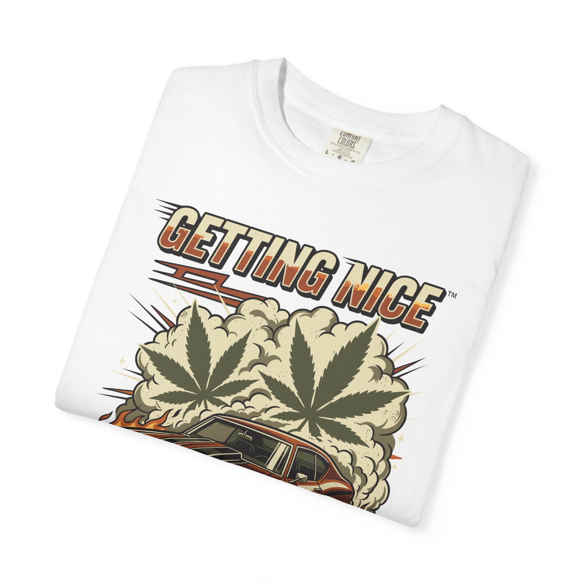 Getting Nice™ Muscle Car T-Shirt — Retro Cannabis Leaf Racing Tee - Image 3