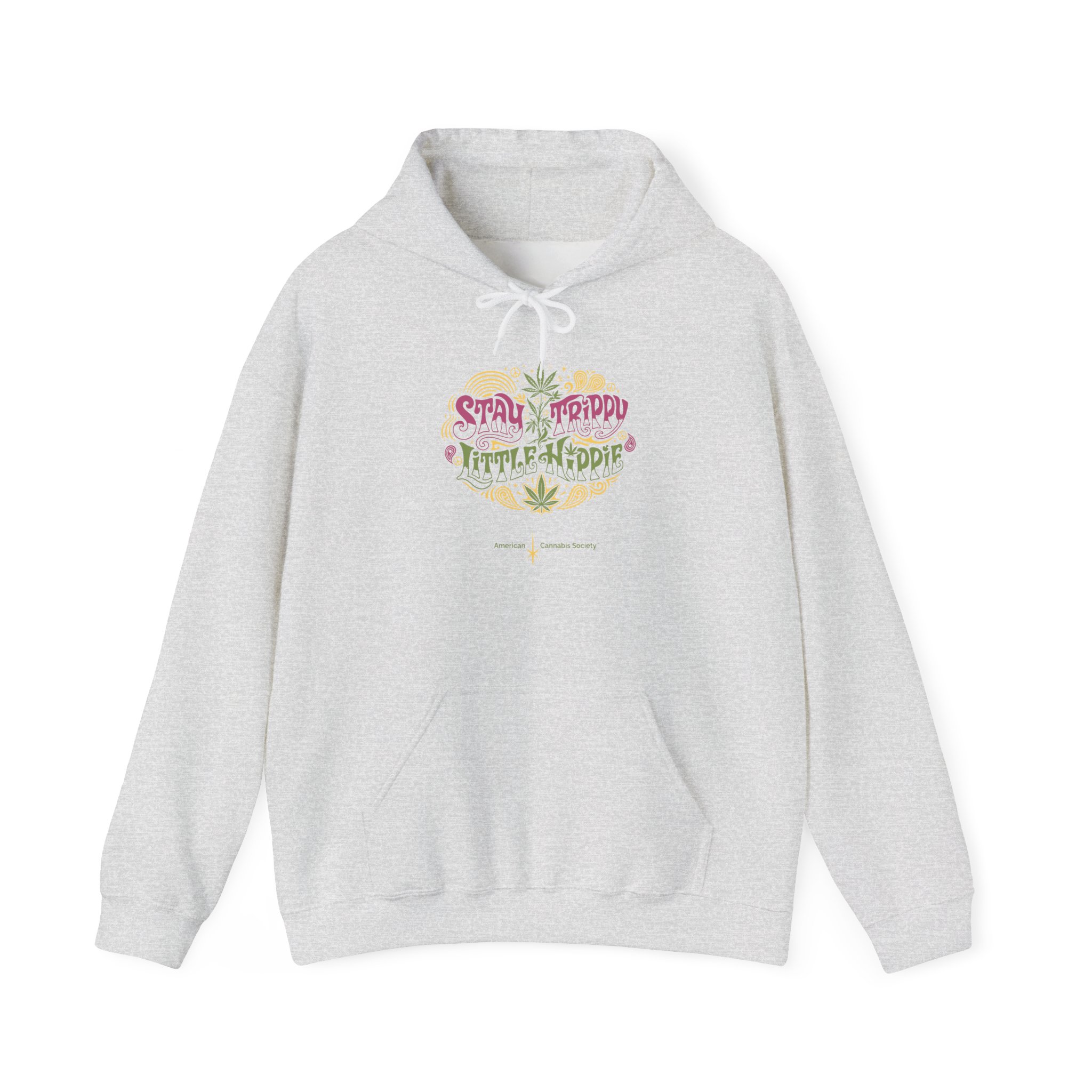 Hoodie – "Small Friend, Little Hippie" Retro Cannabis Graphic Pullover - Image 9