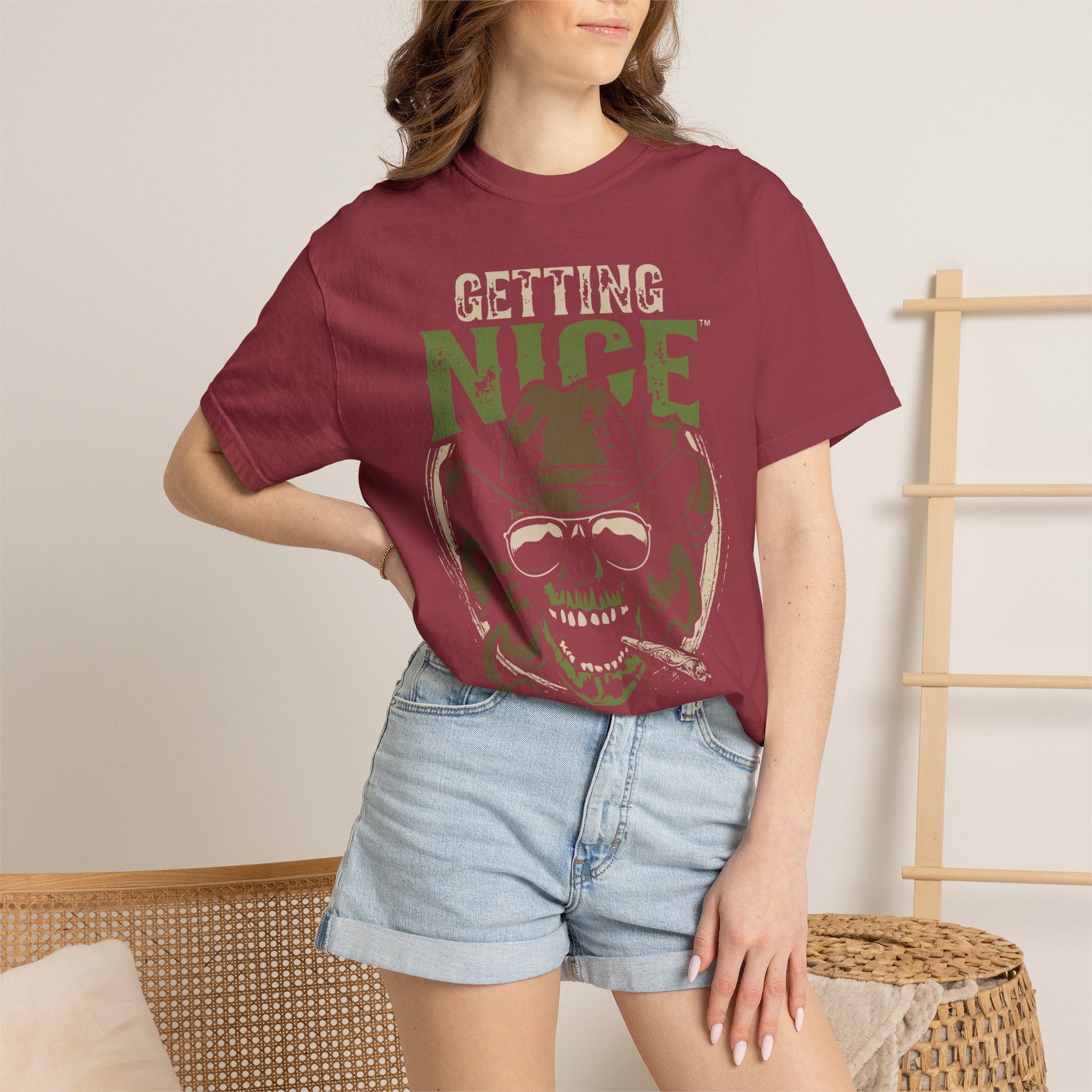 Getting Nice Skull Cowboy T-Shirt — Retro Western Graphic Tee - Image 56