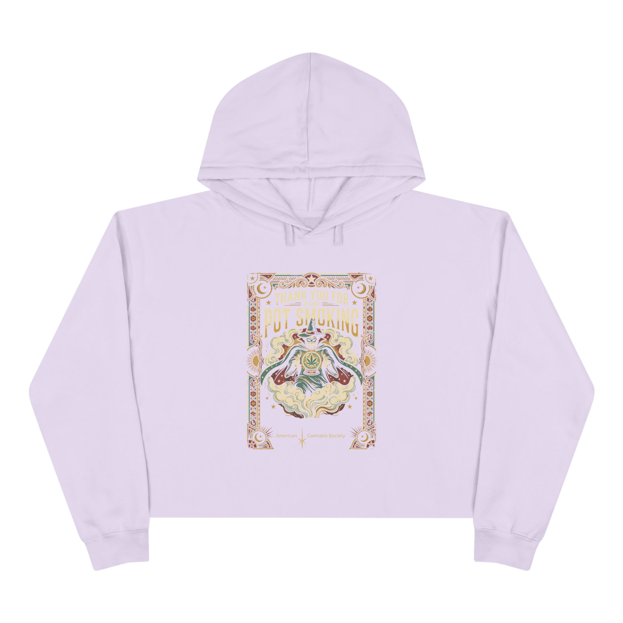 Pot Smoking Botanical Crop Hoodie — Vintage Cannabis Art Cropped Hoodie - Image 13