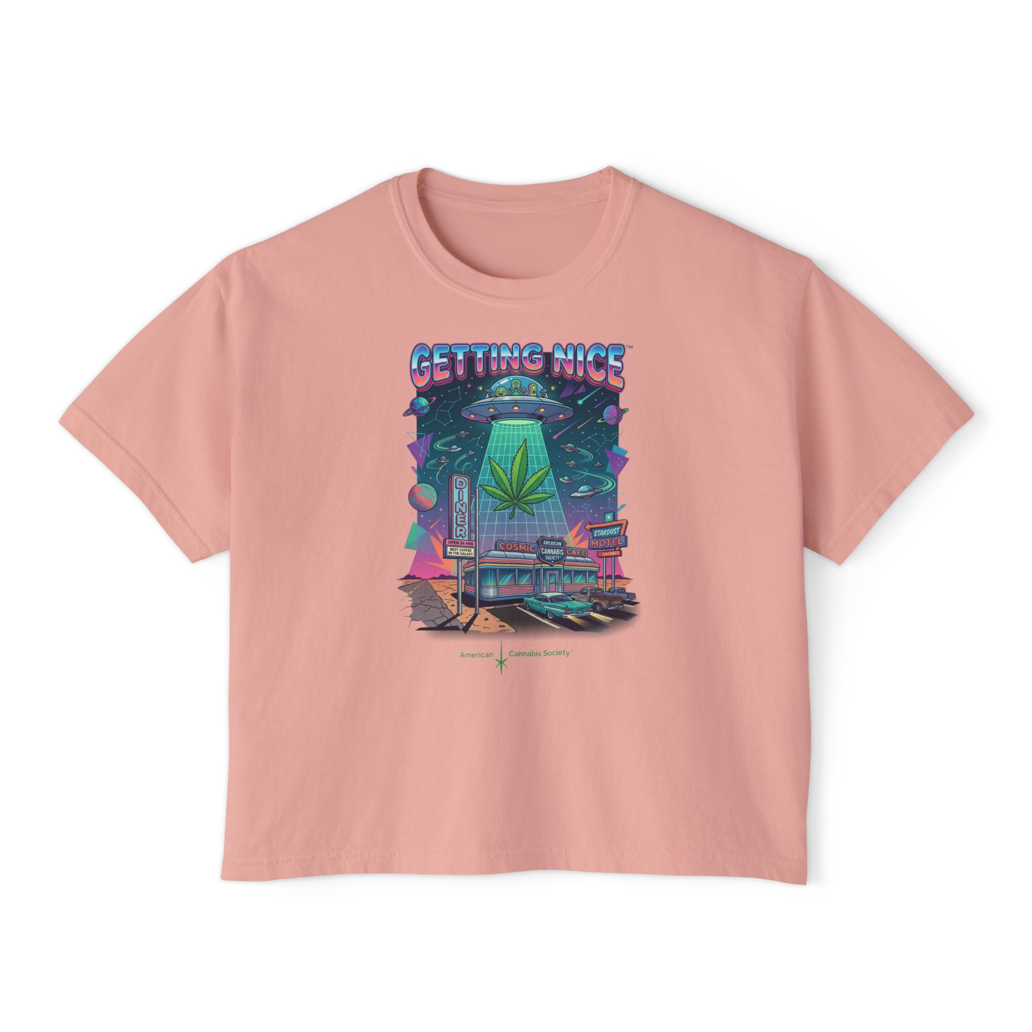 Getting Nice Cannabis Graphic Women's Boxy Tee - Image 9