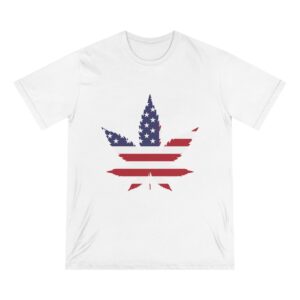 Patriotic Cannabis Leaf T-Shirt — American Flag Hemp Design