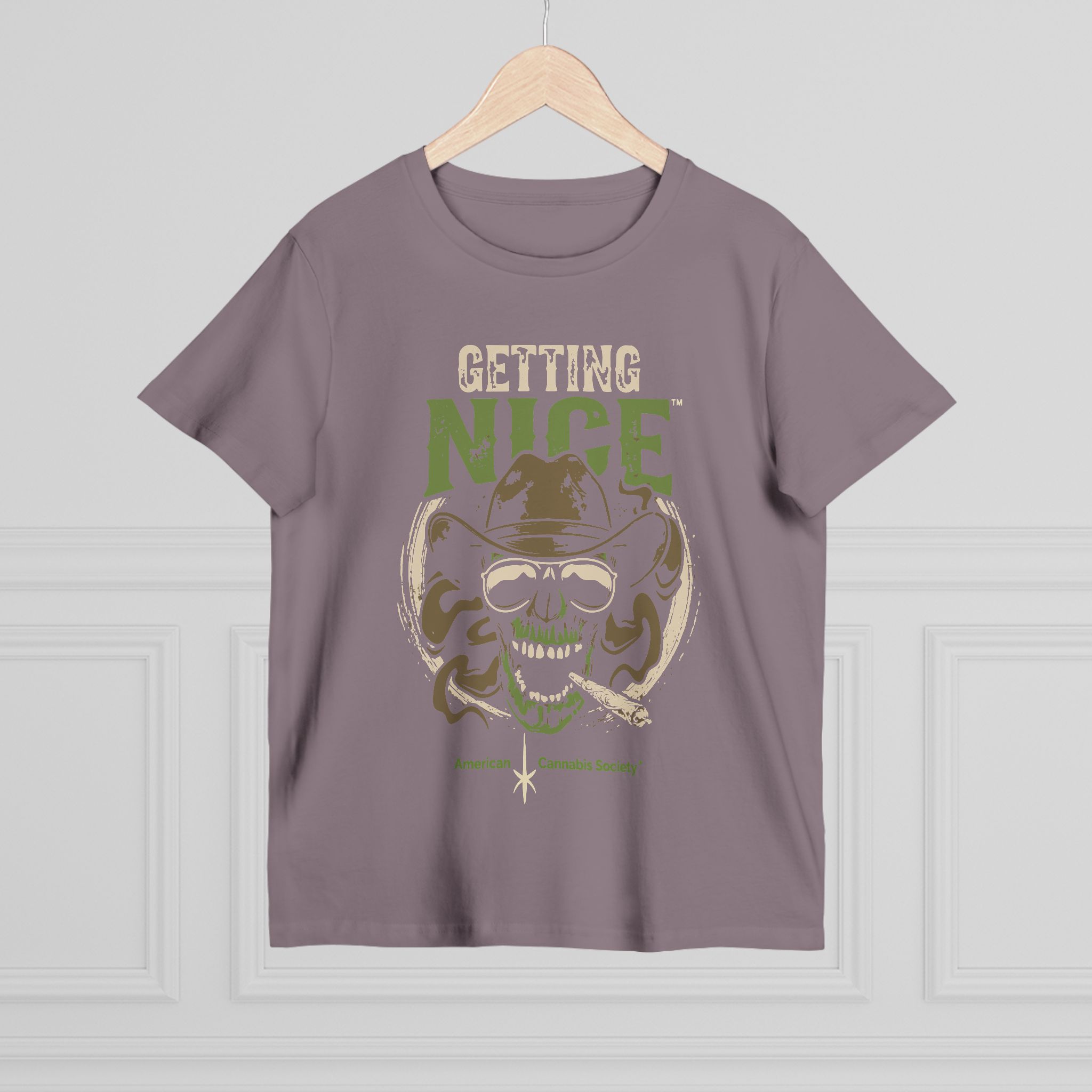 Getting Nice Cannabis Skull Tee — Women’s Maple T-Shirt - Image 52