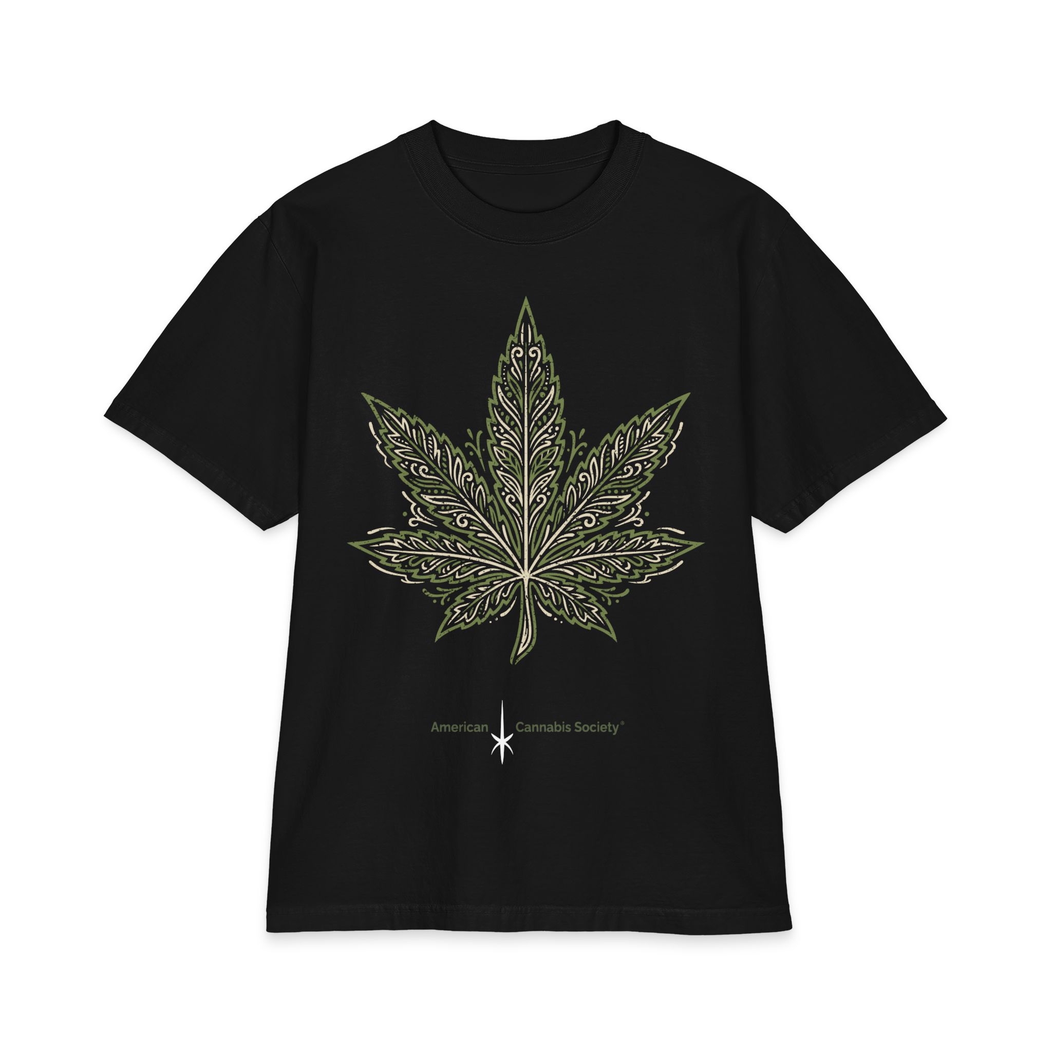 Leaf Mandala T‑Shirt — Ornate Cannabis Leaf Graphic Tee - Image 5
