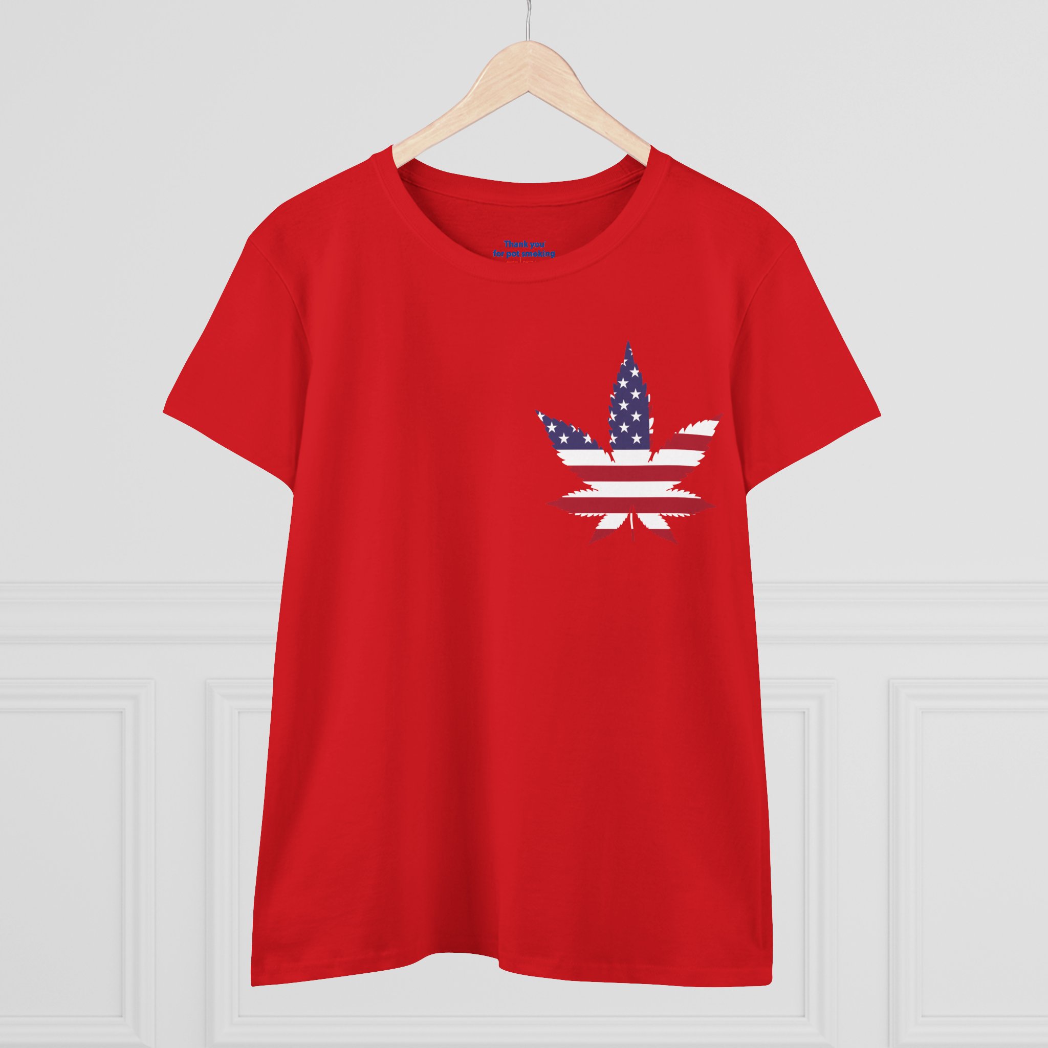 American Flag Leaf Tee — Women's Patriotic Cannabis Graphic T-Shirt - Image 43