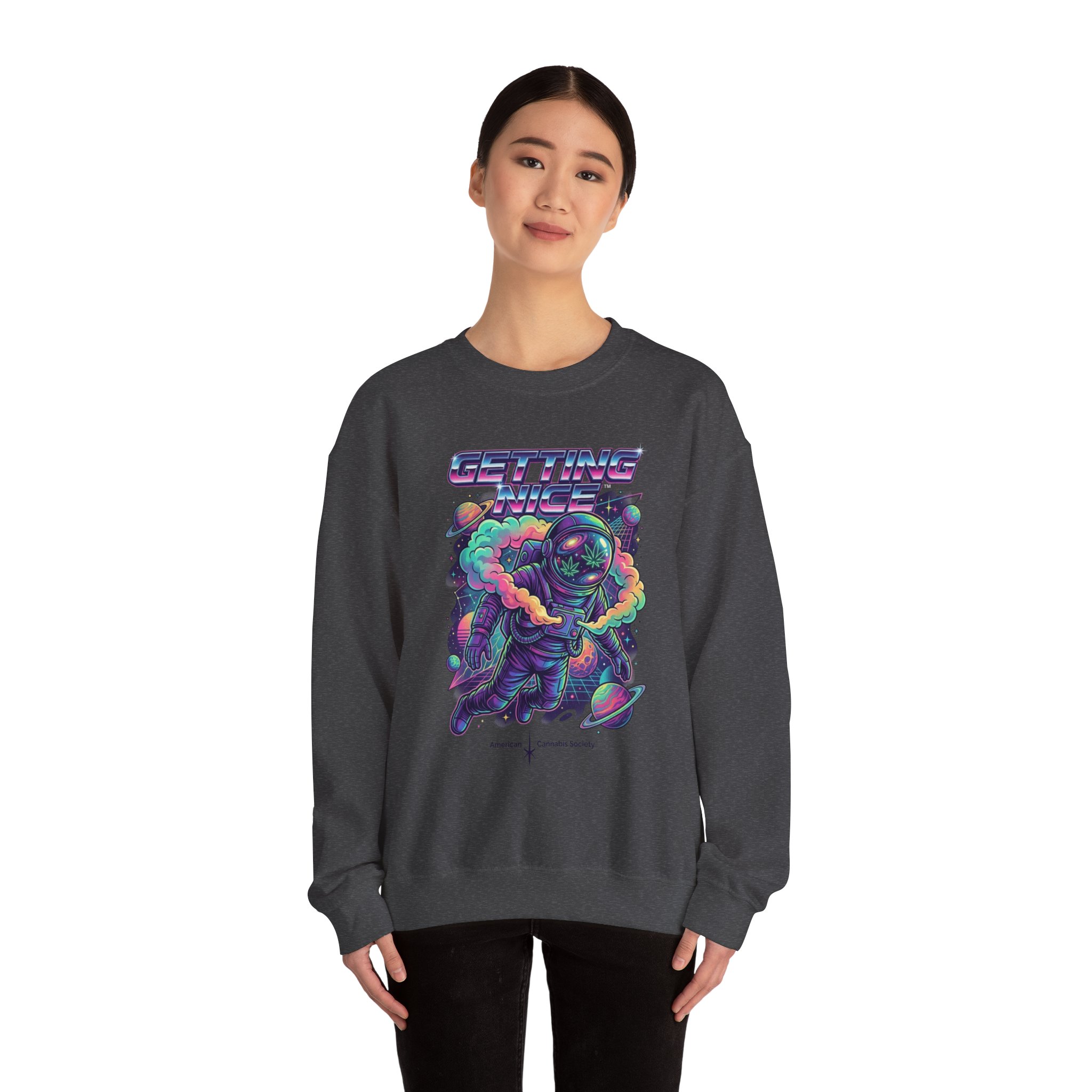 Astronaut Graphic Sweatshirt — “Getting Spacey” Retro Neon Crewneck - Image 36