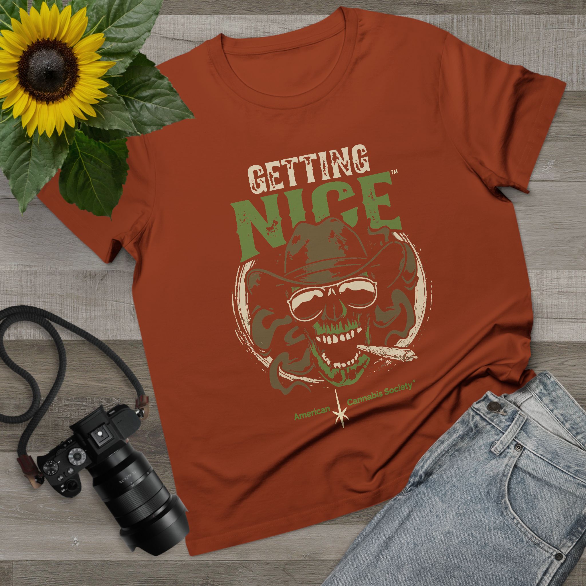 Getting Nice Cannabis Skull Tee — Women’s Maple T-Shirt - Image 27