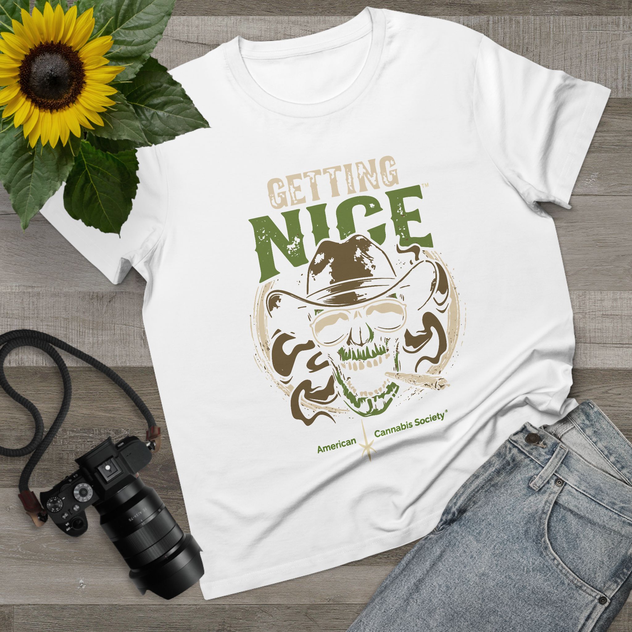 Getting Nice Cannabis Skull Tee — Women’s Maple T-Shirt - Image 3
