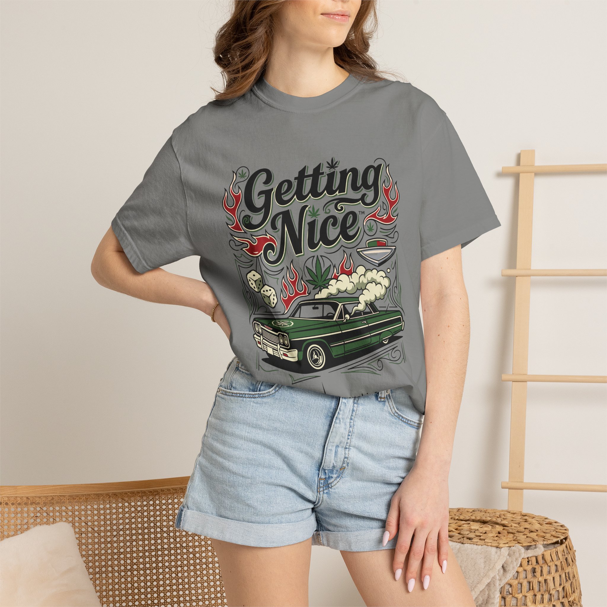 Getting Nice™ Lowrider T-Shirt — Cannabis Car Culture Graphic Tee - Image 44