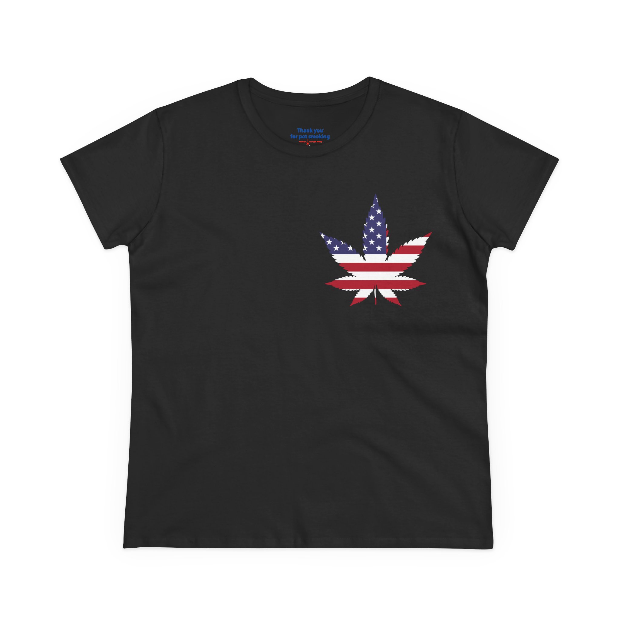 American Flag Leaf Tee — Women's Patriotic Cannabis Graphic T-Shirt - Image 9