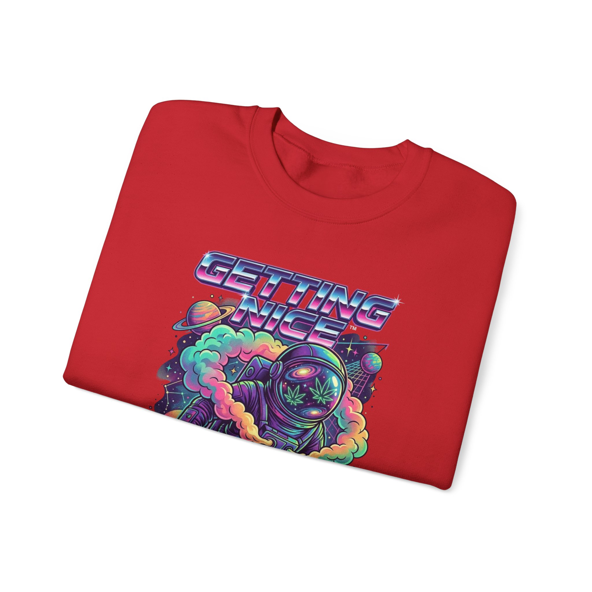 Astronaut Graphic Sweatshirt — “Getting Spacey” Retro Neon Crewneck - Image 47