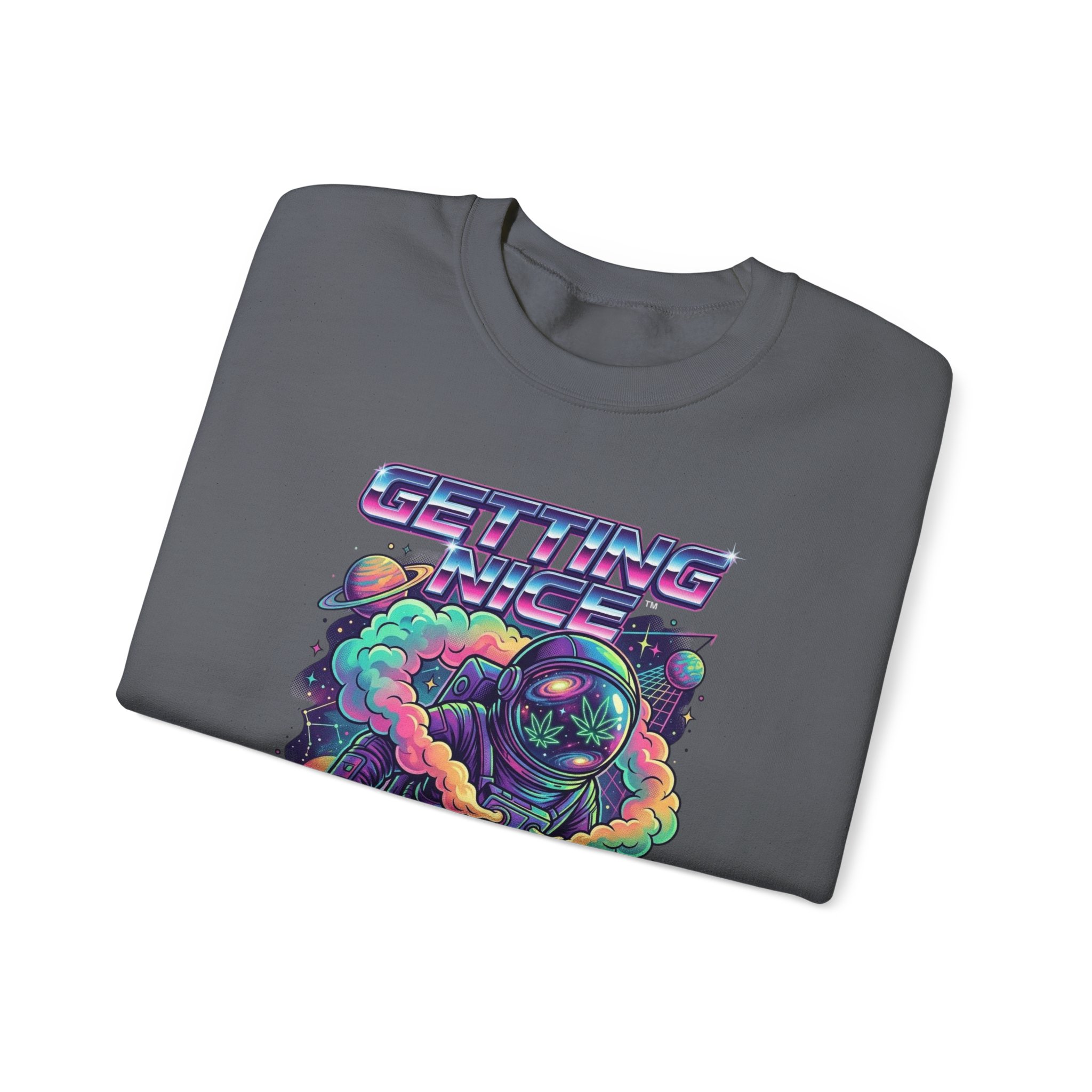 Astronaut Graphic Sweatshirt — “Getting Spacey” Retro Neon Crewneck - Image 39