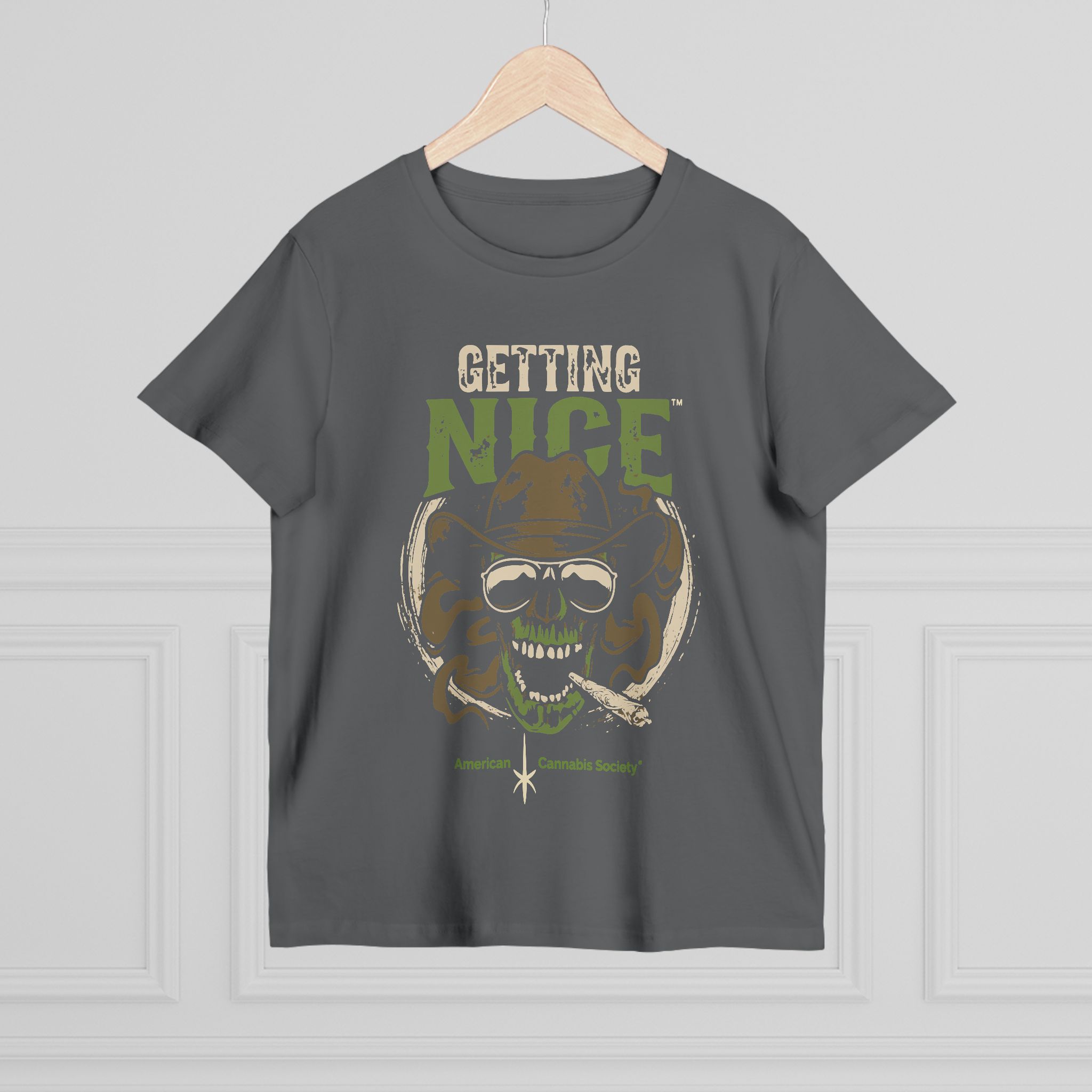 Getting Nice Cannabis Skull Tee — Women’s Maple T-Shirt - Image 40