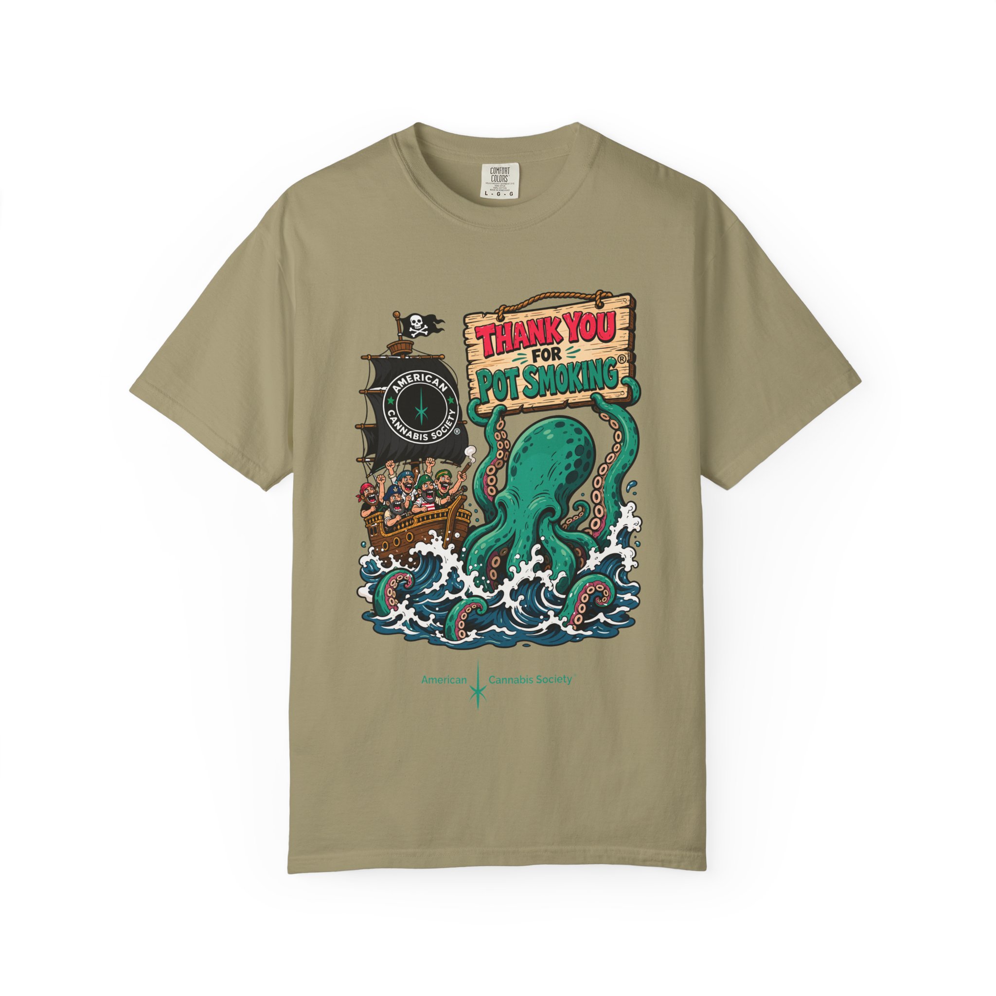 Octopus Pirate Graphic T-Shirt — Thank You For Pot Smoking® Vintage Nautical Tee - Image 17