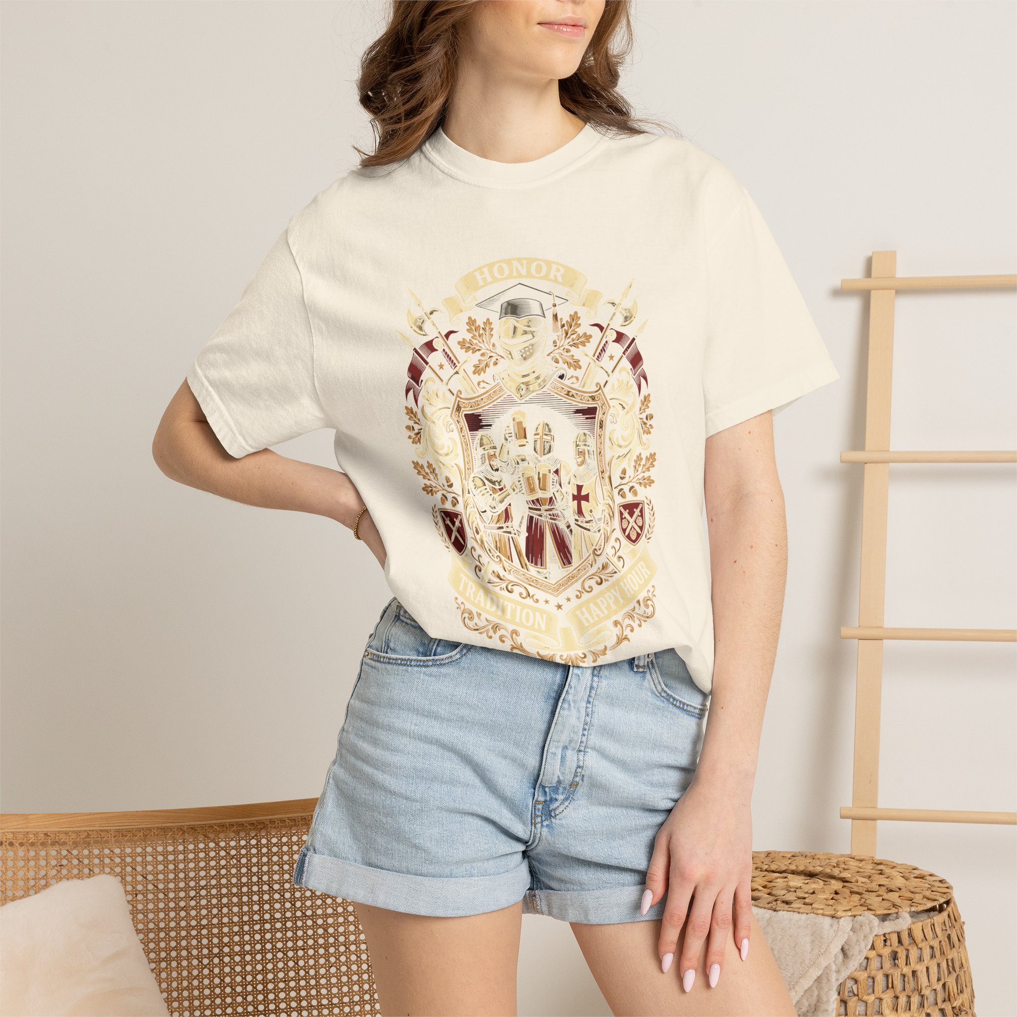 Heraldic Crest Graphic T-Shirt — Vintage Shield & Banner Design - Image 20
