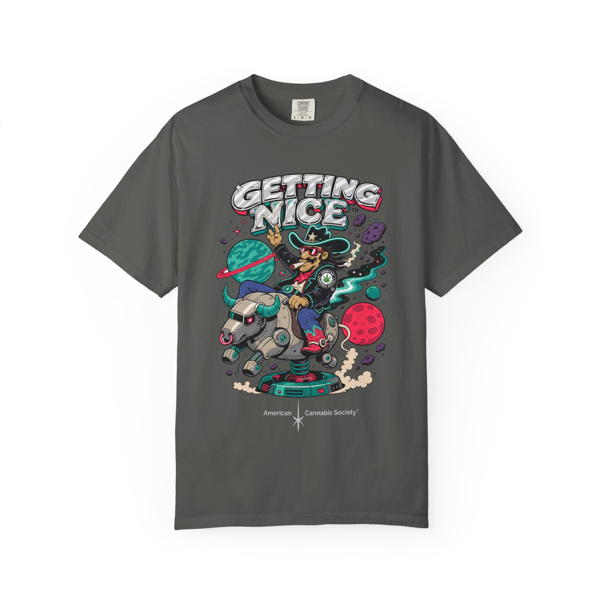 Getting Nice™ Space Cat Tee — Cosmic Cannabis Graphic - Image 13