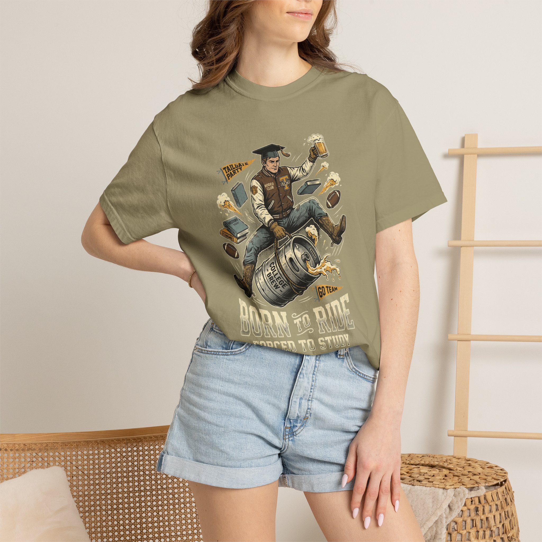 Born to Ride, Forced to Study — College Tailgate Graphic T-Shirt - Image 24