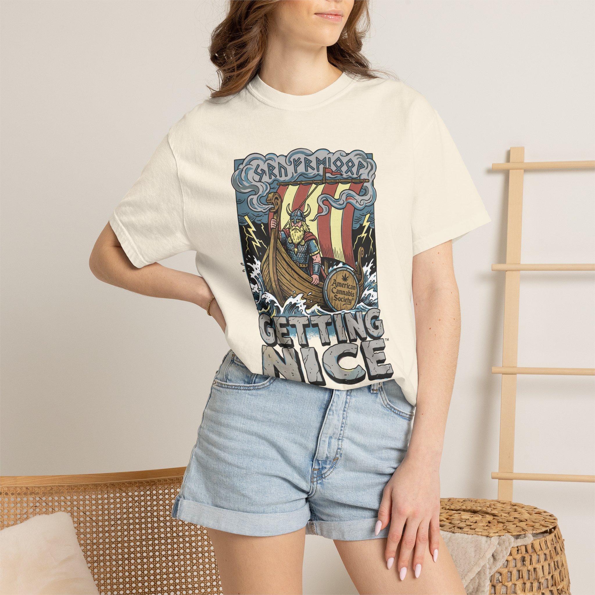 Viking Ship 'Getting Nice' Graphic T‑Shirt — Retro Norse Adventure Tee - Image 33