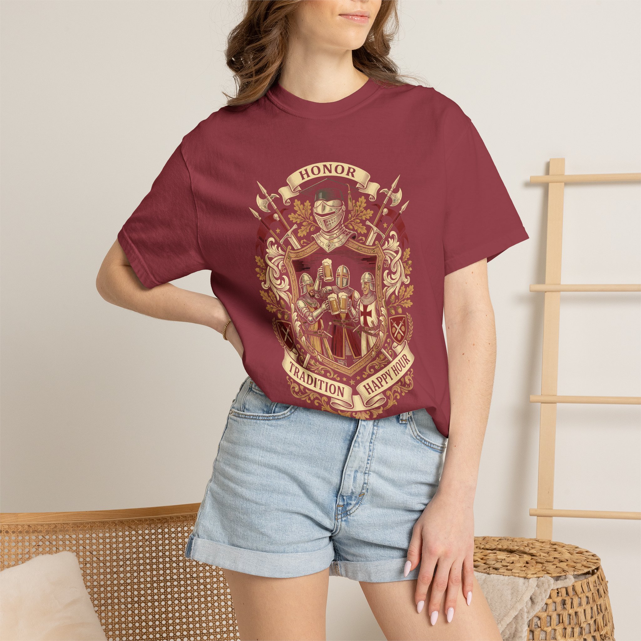 Heraldic Crest Graphic T-Shirt — Vintage Shield & Banner Design - Image 56