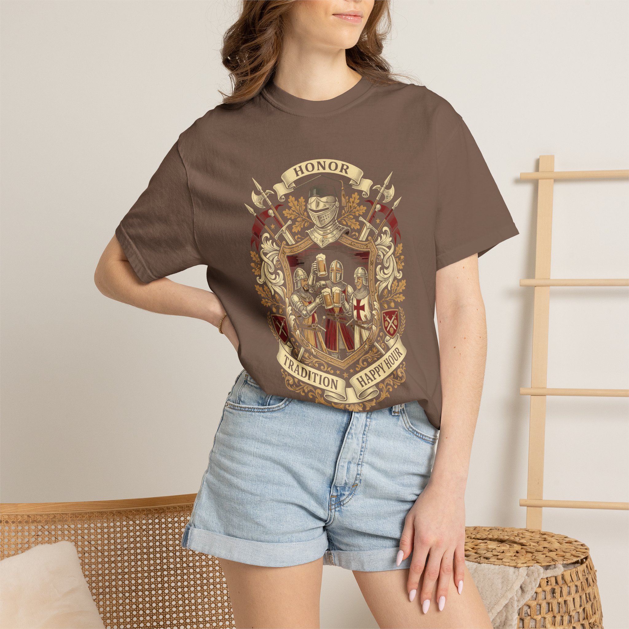 Heraldic Crest Graphic T-Shirt — Vintage Shield & Banner Design - Image 28
