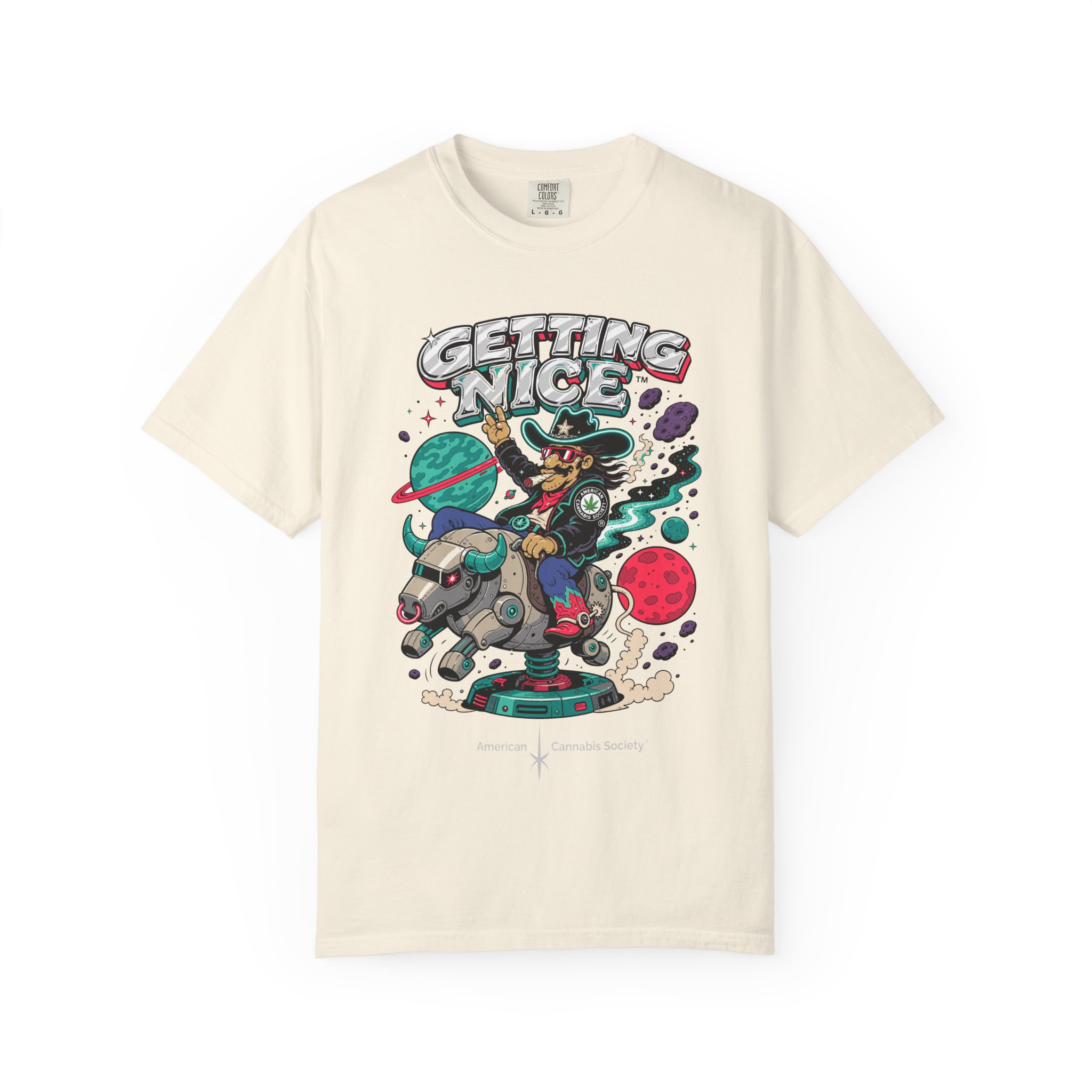 Getting Nice™ Space Cat Tee — Cosmic Cannabis Graphic - Image 10
