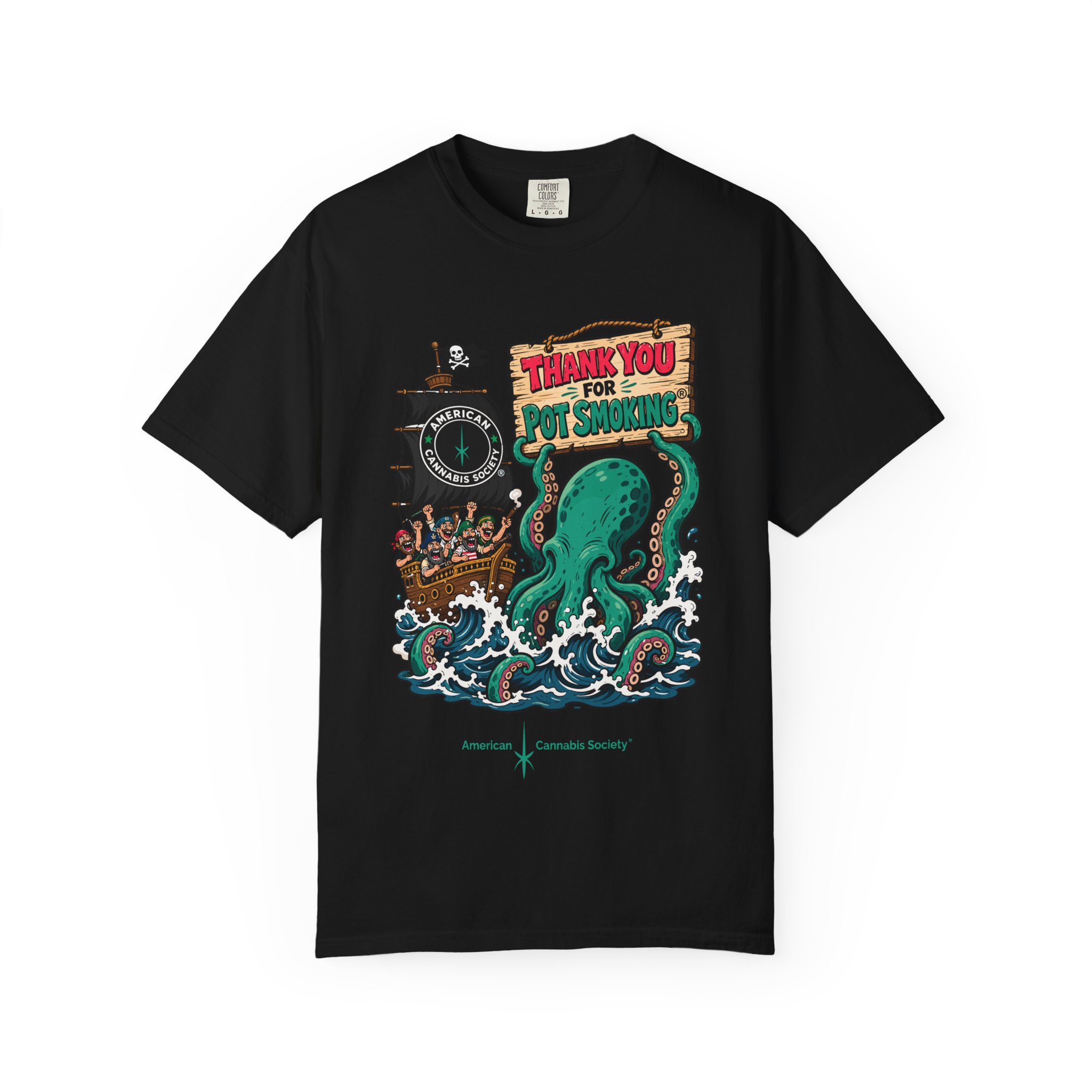 Octopus Pirate Graphic T-Shirt — Thank You For Pot Smoking® Vintage Nautical Tee - Image 45