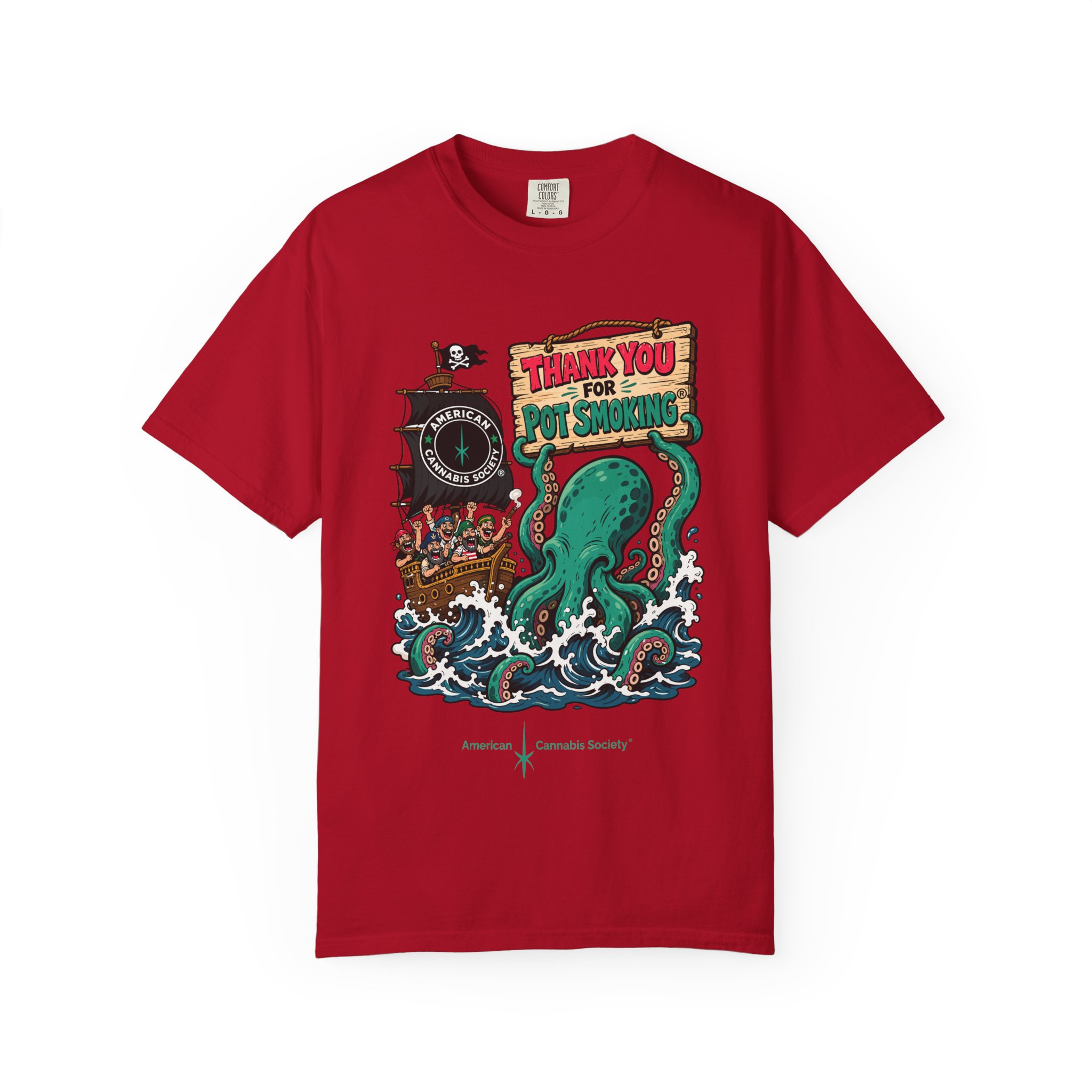 Octopus Pirate Graphic T-Shirt — Thank You For Pot Smoking® Vintage Nautical Tee - Image 57