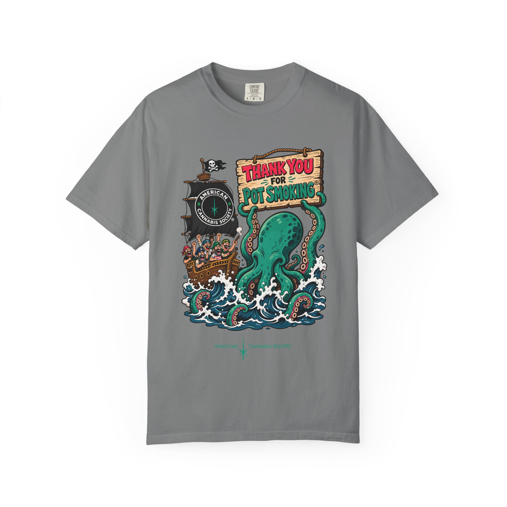 Octopus Pirate Graphic T-Shirt — Thank You For Pot Smoking® Vintage Nautical Tee - Image 29
