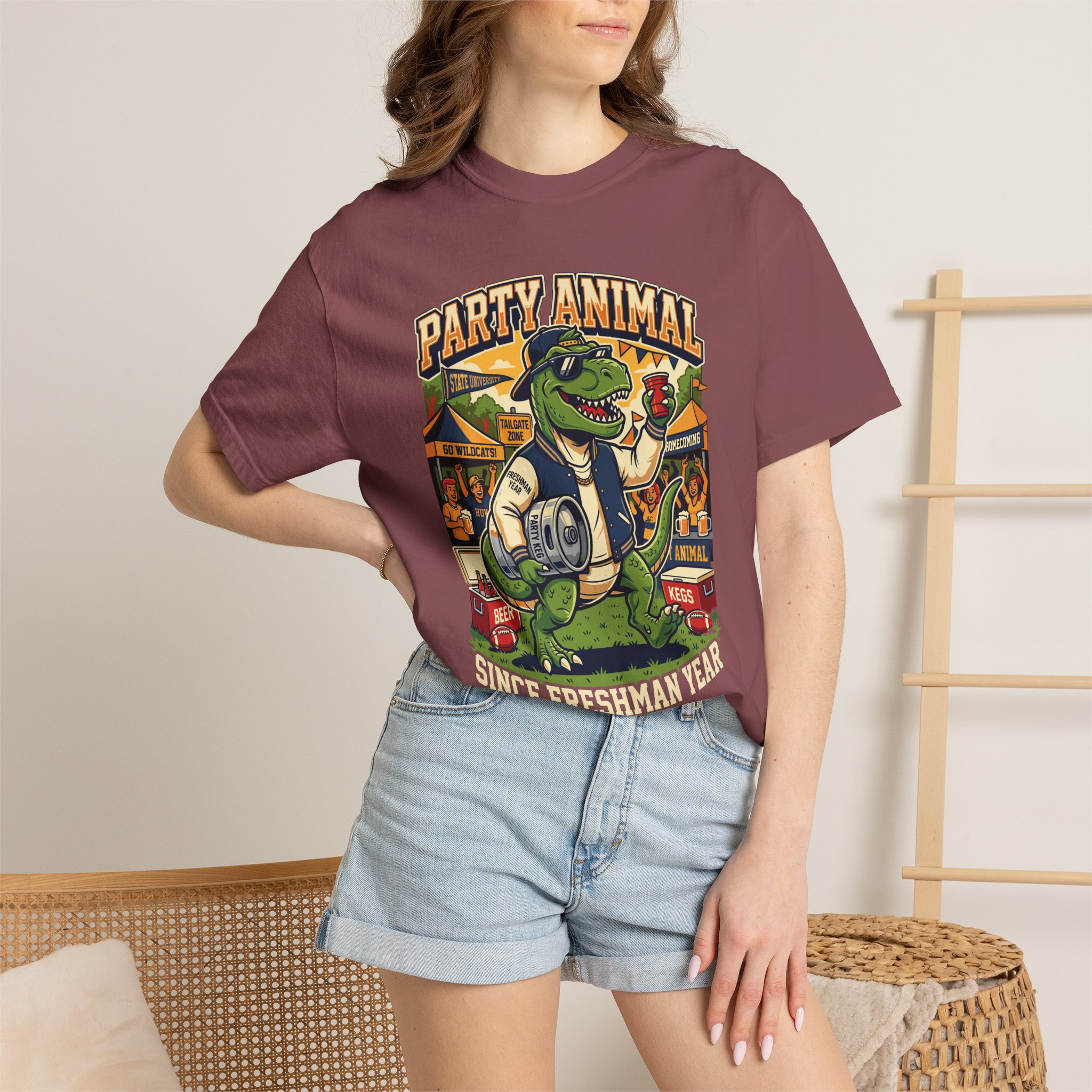Party Animal T-Shirt — Dinosaur BBQ Beer Graphic Tee - Image 12
