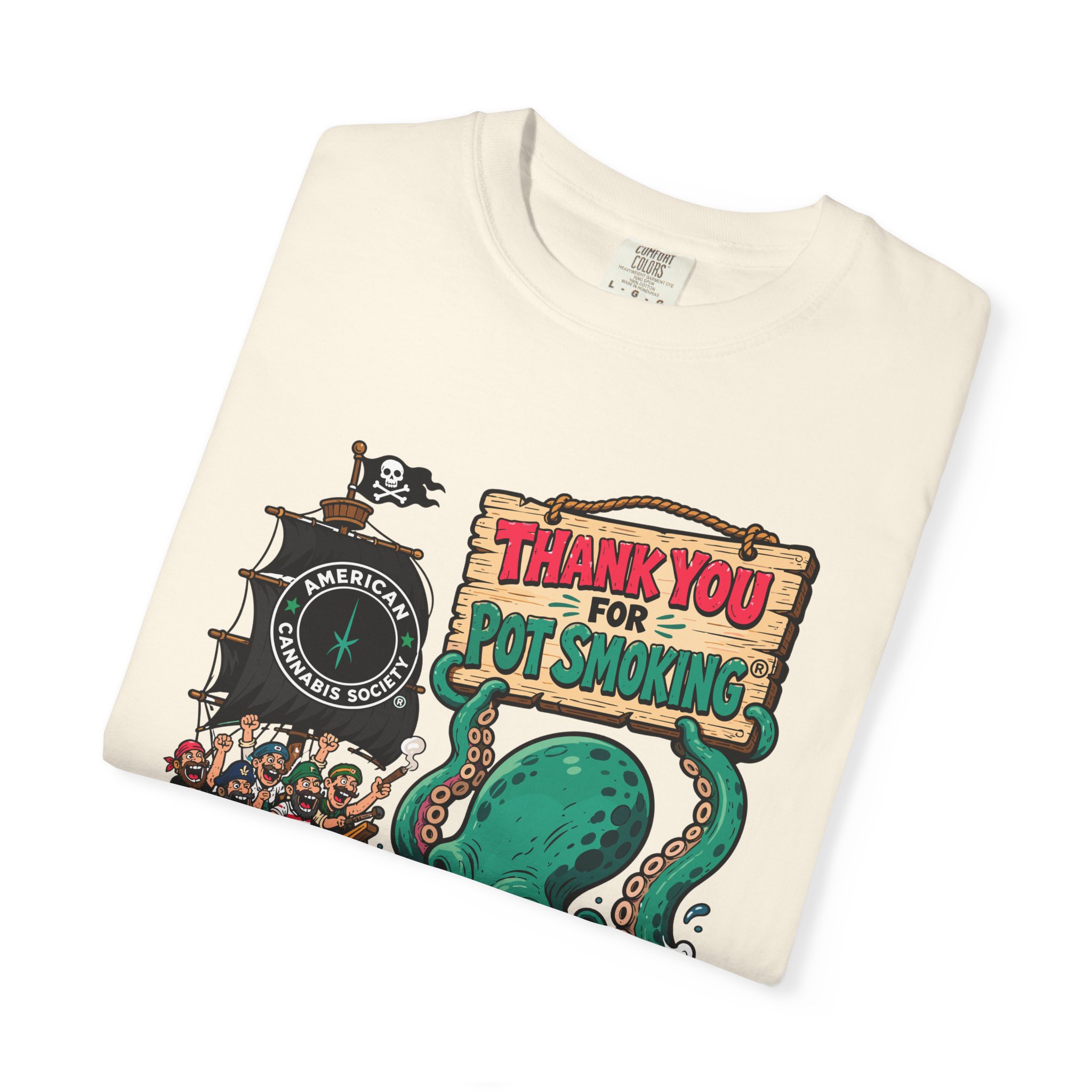 Octopus Pirate Graphic T-Shirt — Thank You For Pot Smoking® Vintage Nautical Tee - Image 15