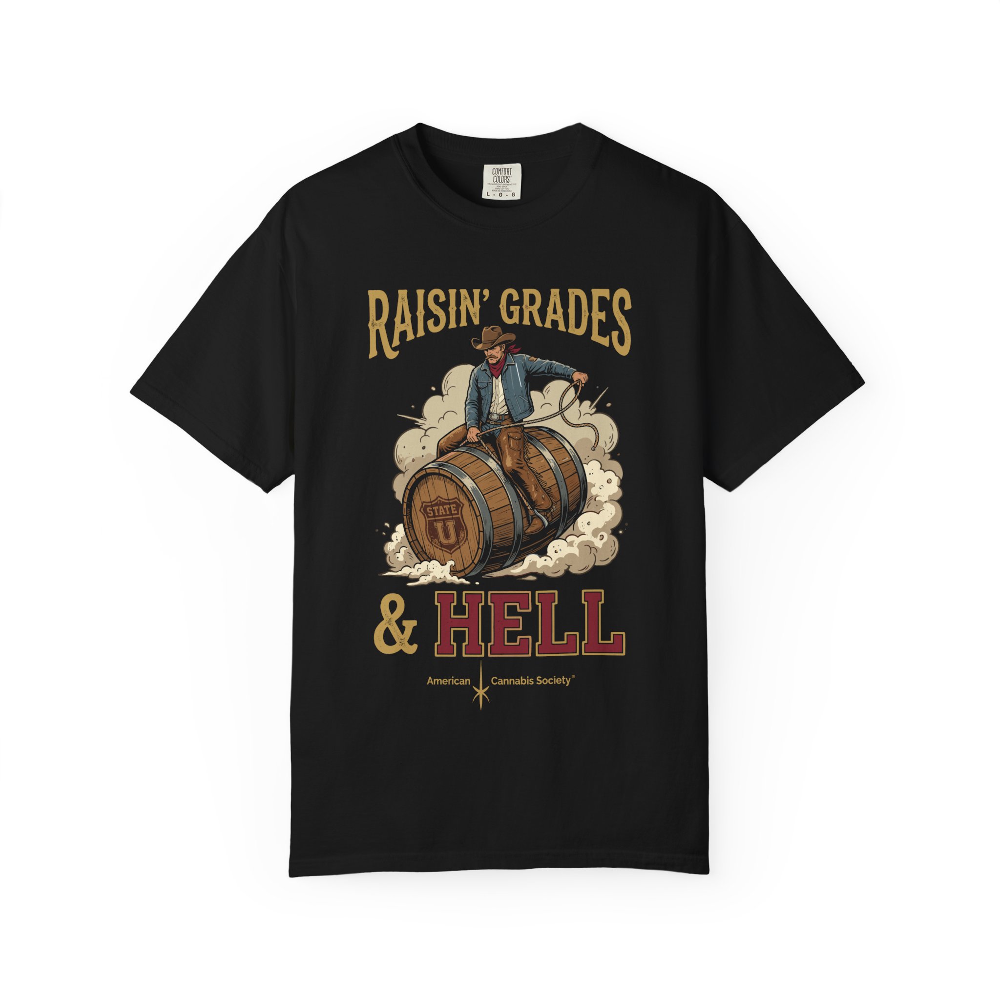 Raisin' Grades & Hell T-Shirt — Vintage College Barrel Graphic Tee - Image 45