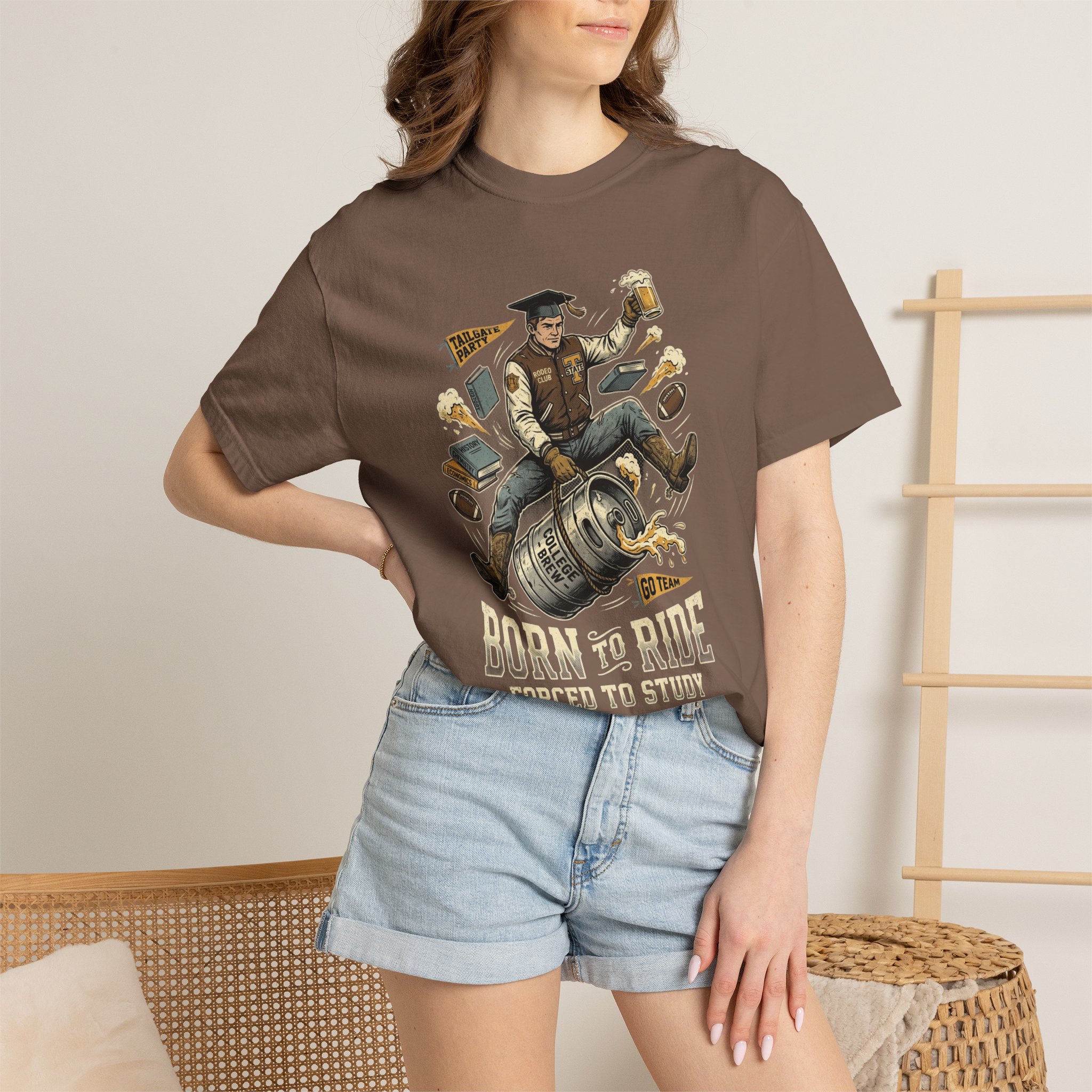 Born to Ride, Forced to Study — College Tailgate Graphic T-Shirt - Image 28