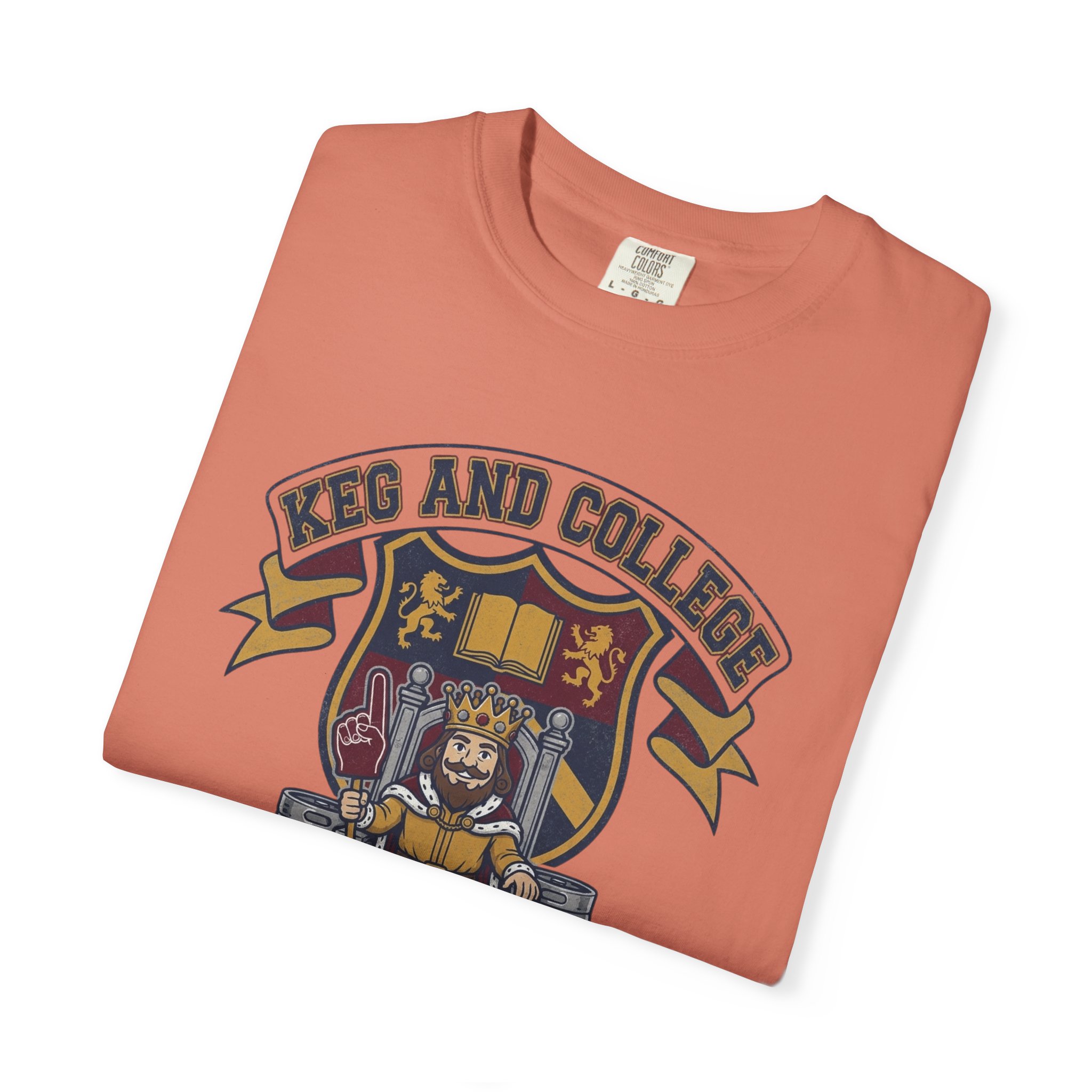 Keg and College T-Shirt — Vintage Crest Graphic Tee - Image 11