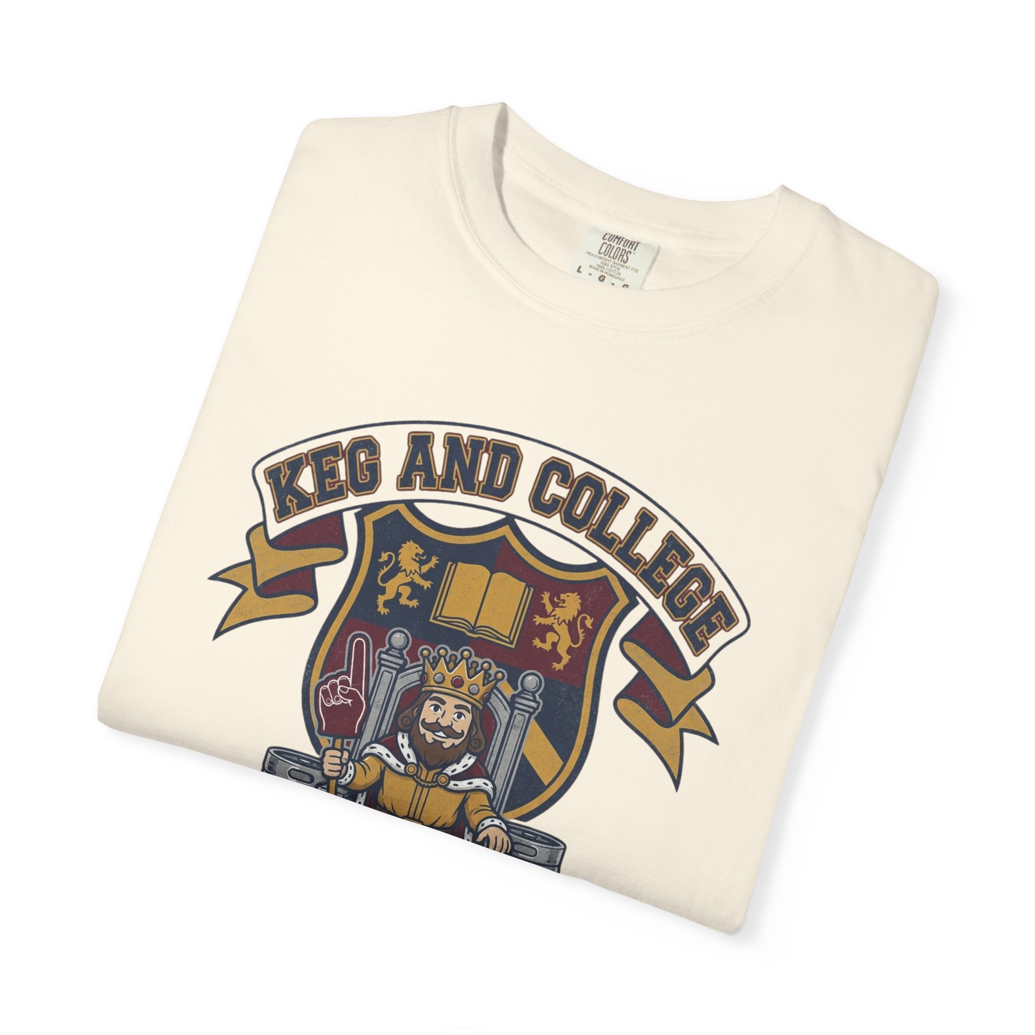 Keg and College T-Shirt — Vintage Crest Graphic Tee - Image 23