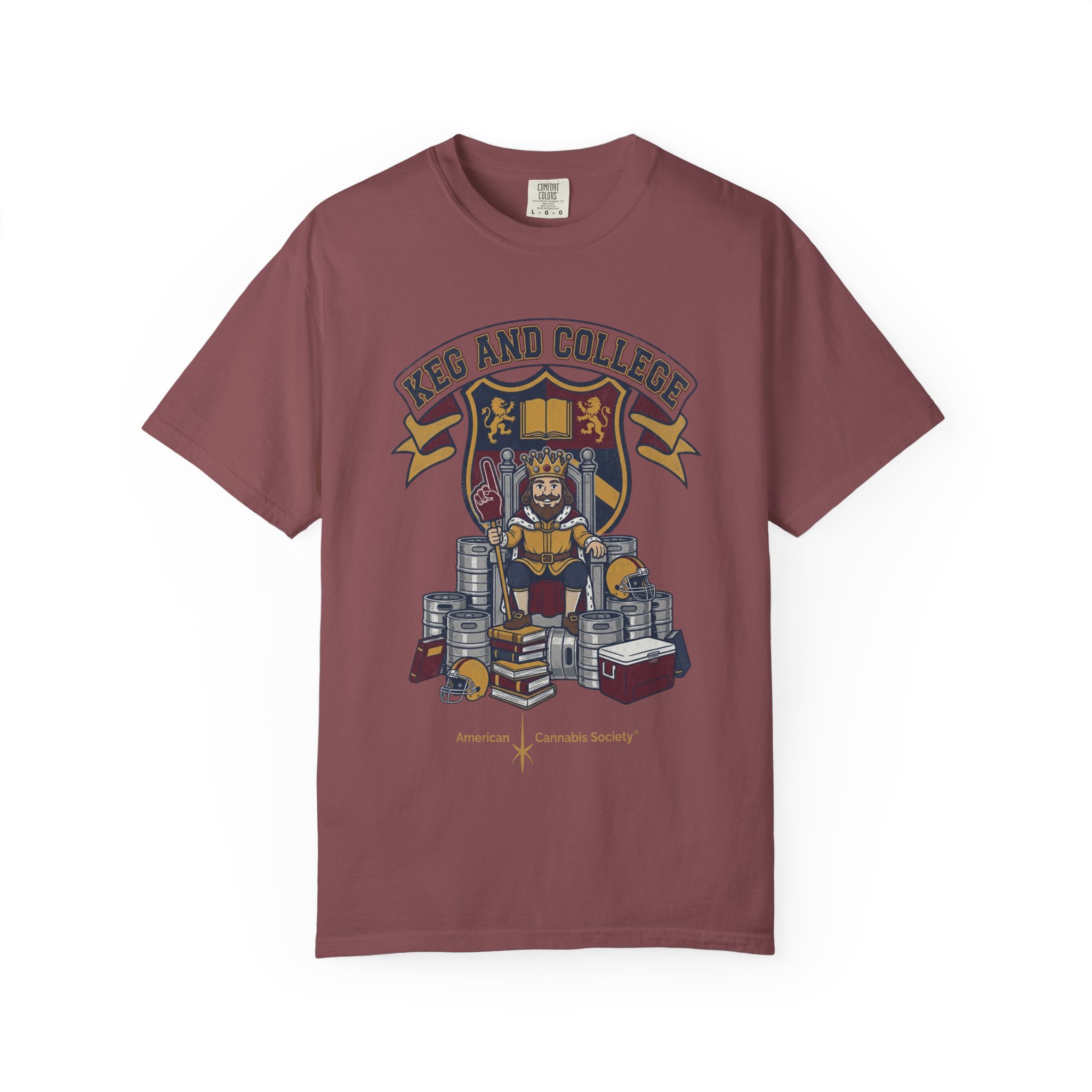 Keg and College T-Shirt — Vintage Crest Graphic Tee - Image 17