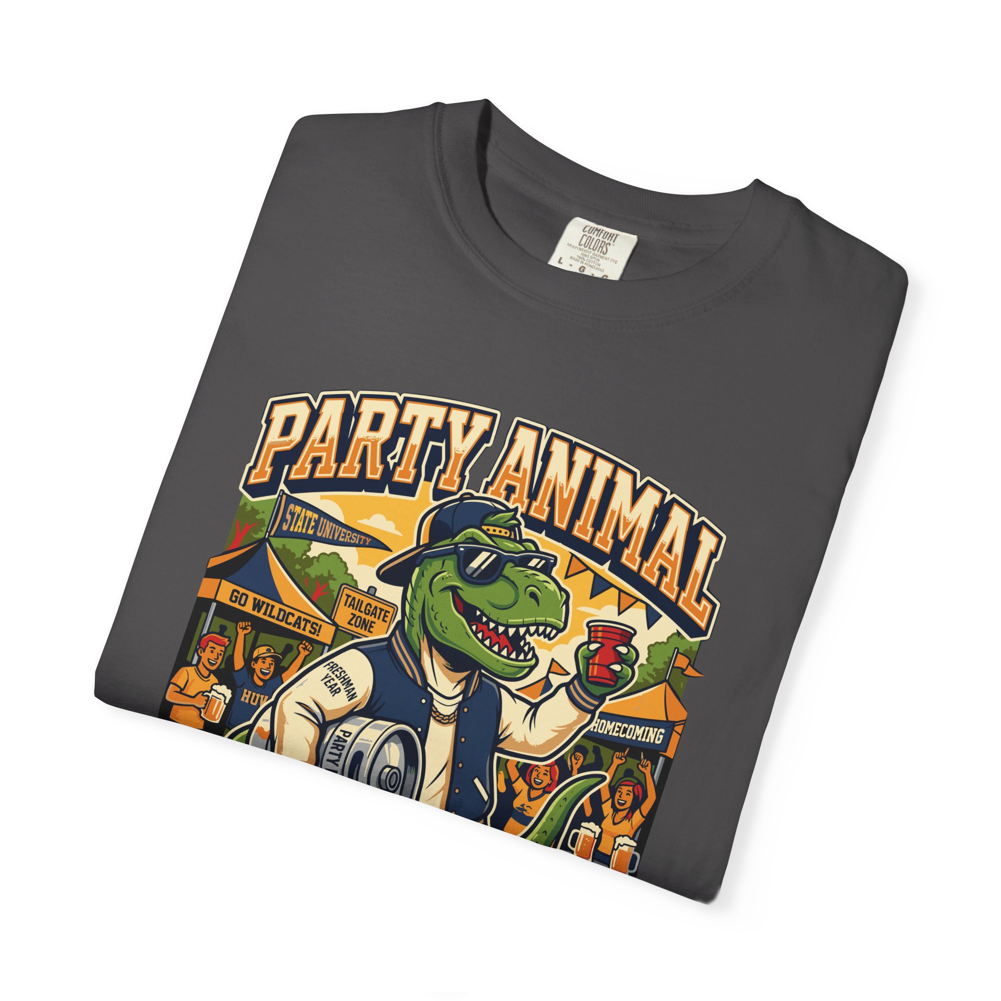 Party Animal T-Shirt — Dinosaur BBQ Beer Graphic Tee - Image 47