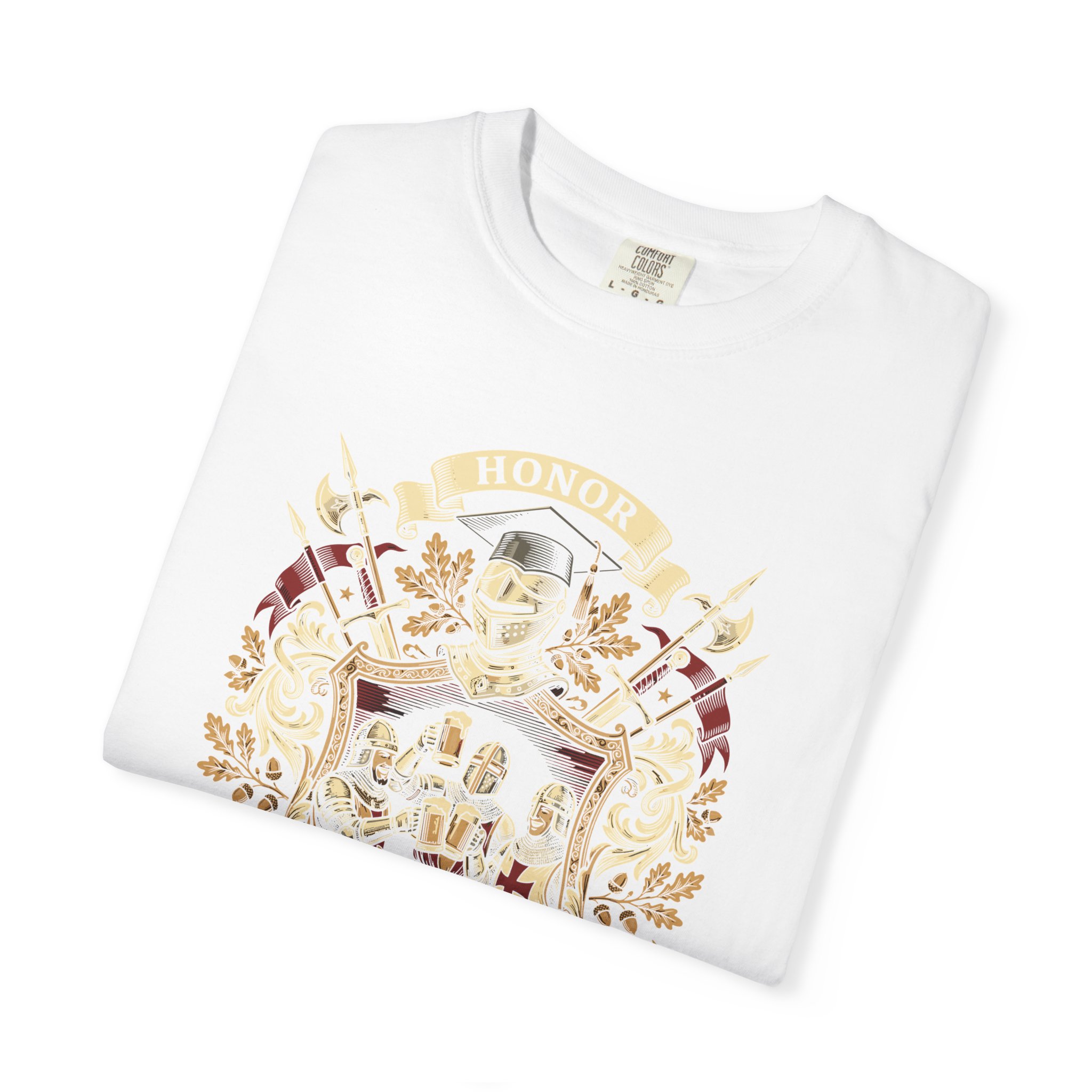 Heraldic Crest Graphic T-Shirt — Vintage Shield & Banner Design - Image 7